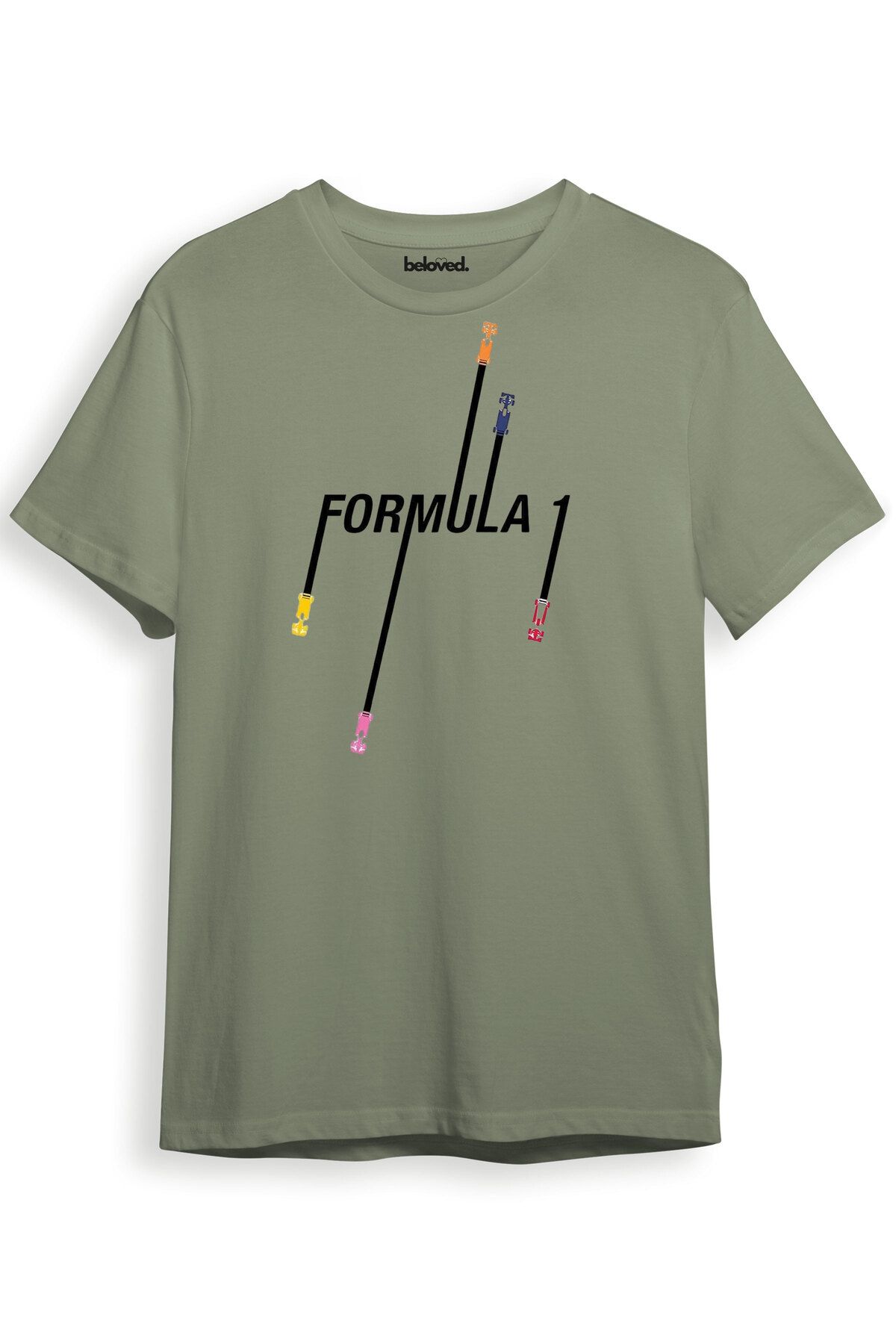 beloved.co Formula 1 Dijital Baskılı %100 Pamuk Regular Fit T-Shirt