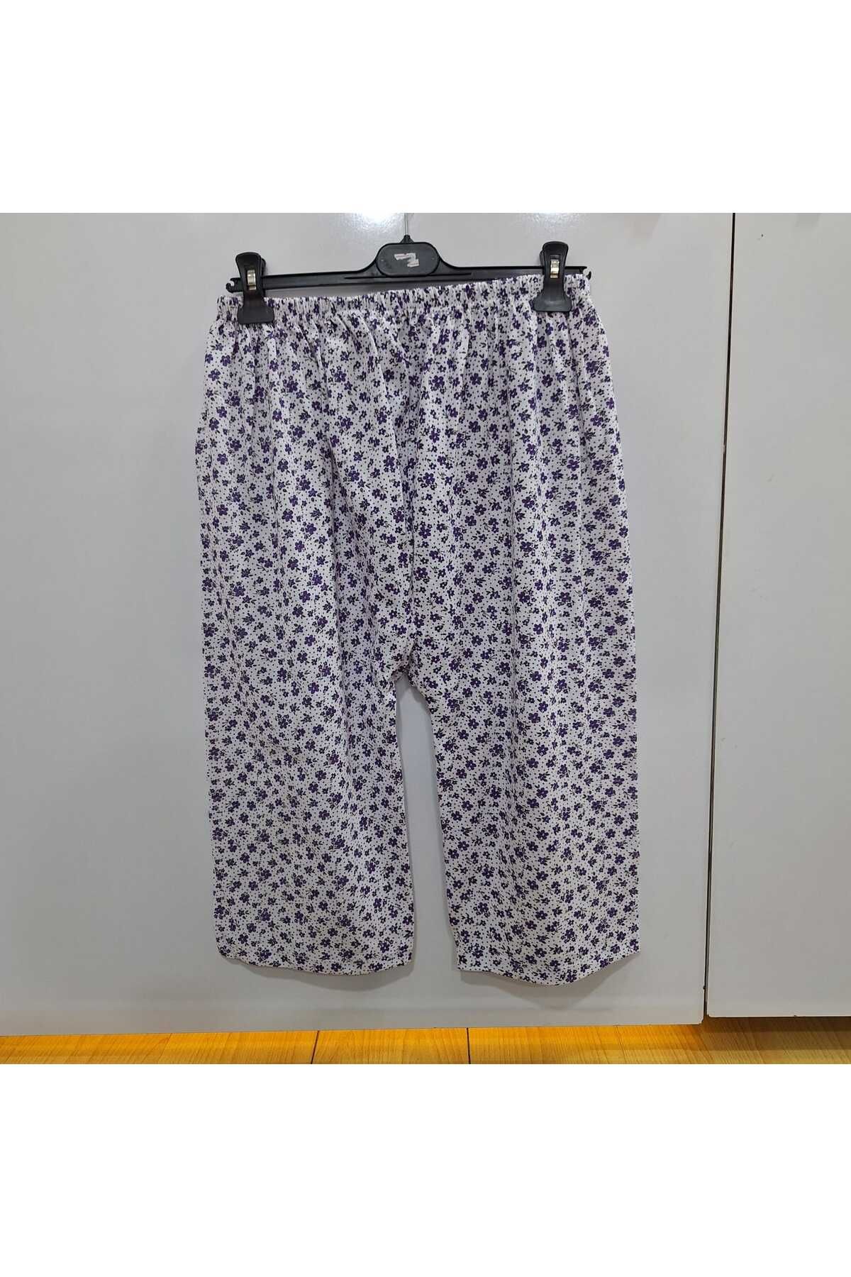 NUR TEKSTİL Kadın anne desenli Pamuklu penye Paçalı Don Ağlı büyük beden Pijama Paçalı boy uzunluk 70 cm