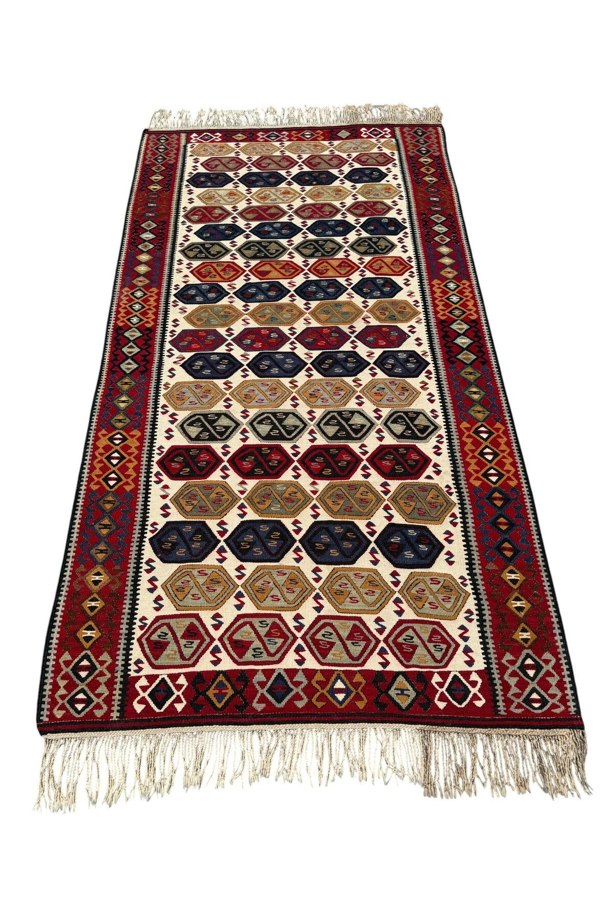 BURAK HALI El Dokuma Sıfır Van Kilimi 125x230 Renkli Kök Boya Yolluk Kilim