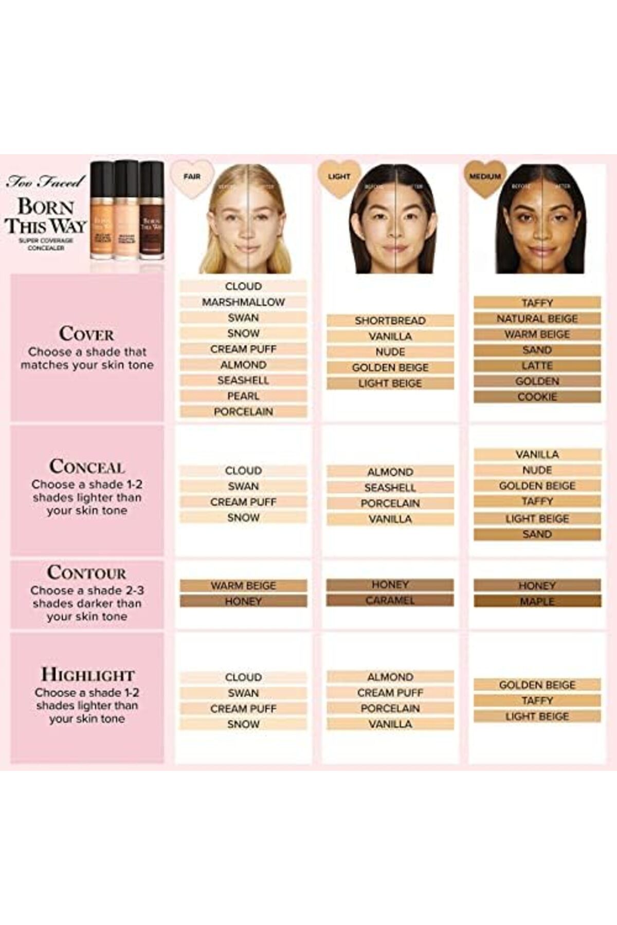 Too Faced-Born This Way Super Coverage Multi-Use Concealer | Full Coverage, Oil Free, Long Lasting + 7