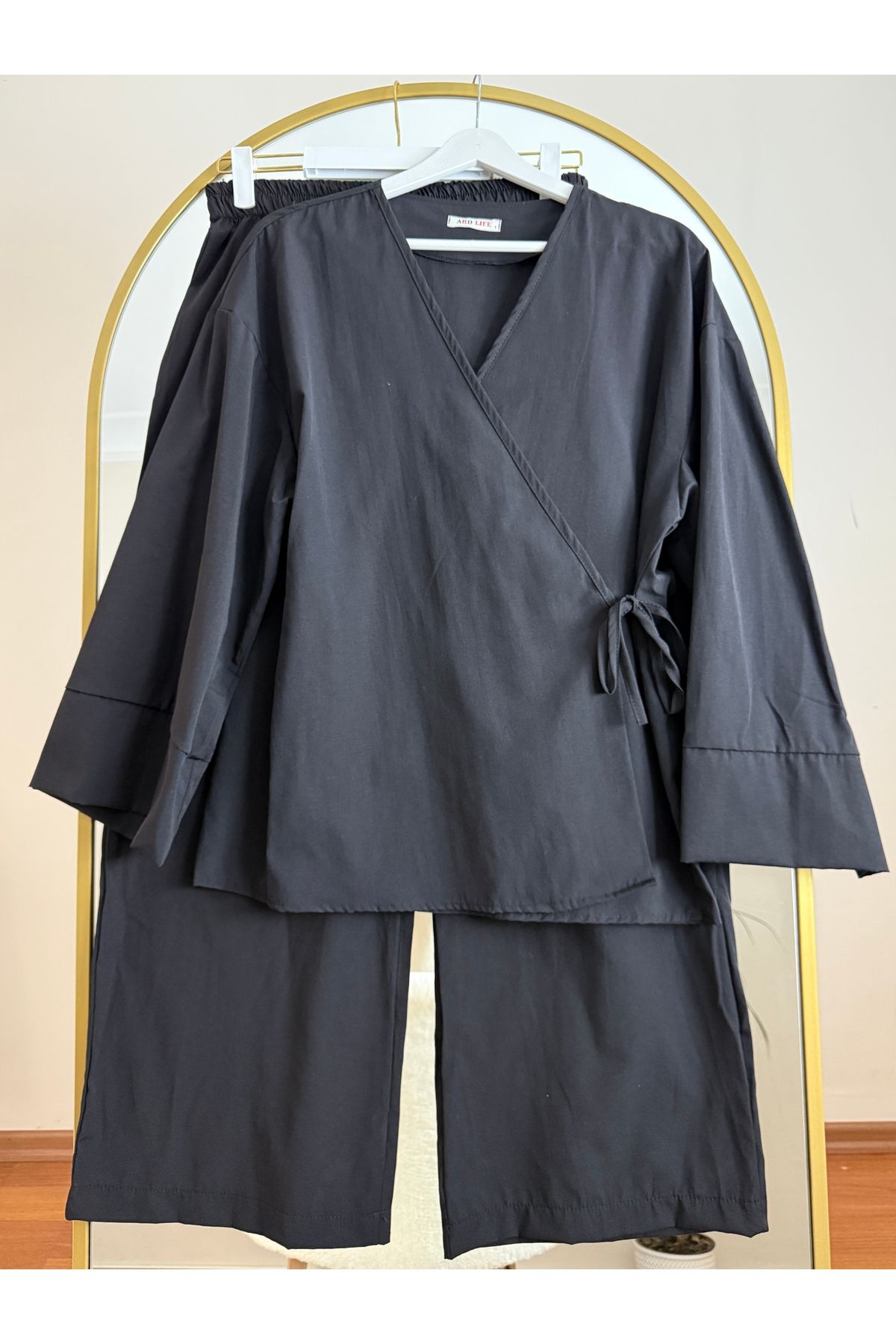 Bahar Altundemir Kadın POPLİN KUMAŞ KİMONO TAKIM Pantolon Kimono Tesettür Takım İkili Takım