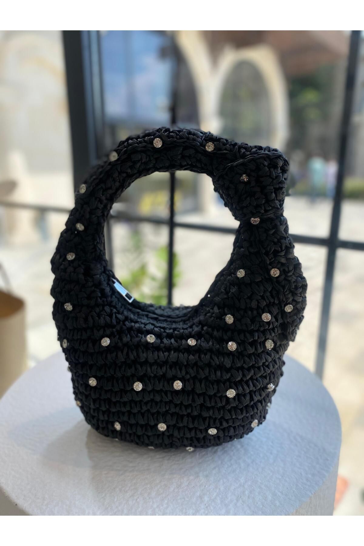 ZeynepKeskinDesign Kadın Hasır Çanta, Örgü Çanta, Plaj Çantası, Kadın Omuz Çantası