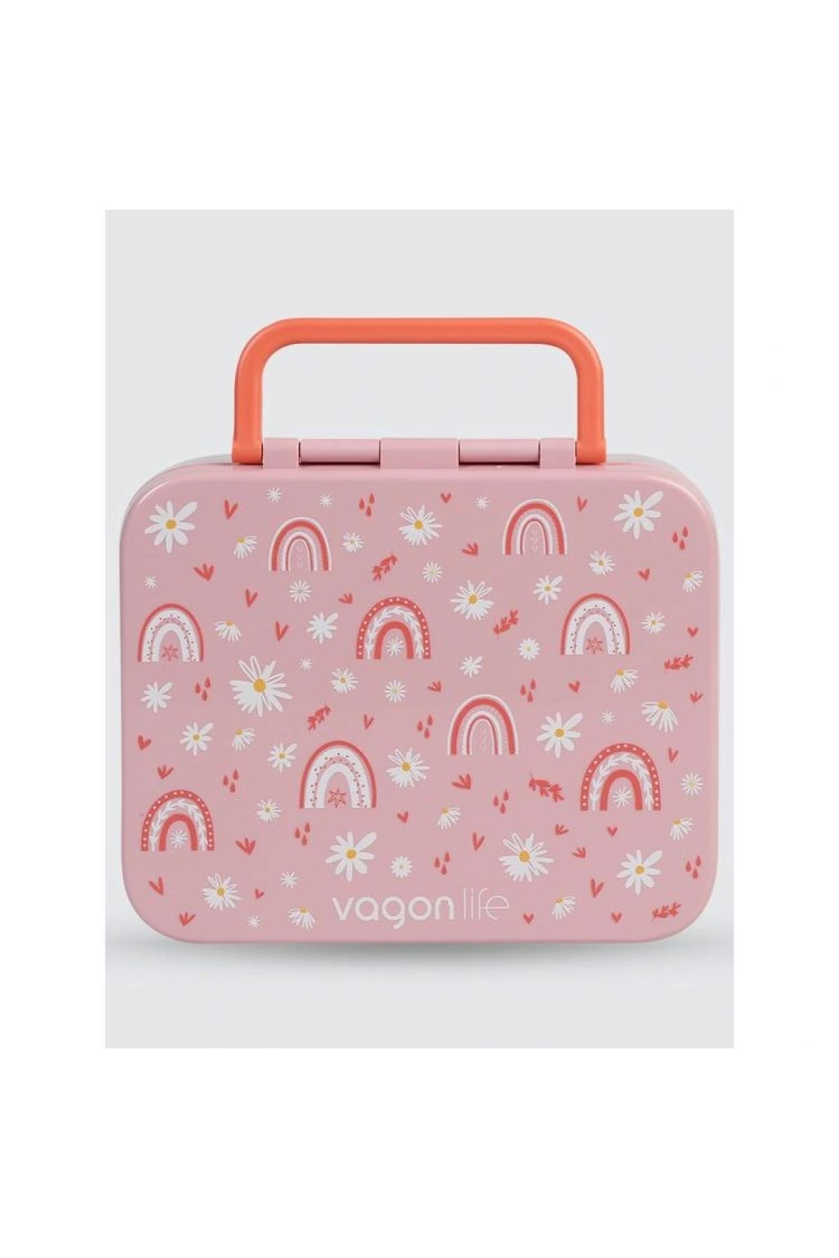 Uzspace Vgn-092 3 Bölmeli Tutma Saplı Yemek Kabı - Lunch Box 1000 ml Pembe