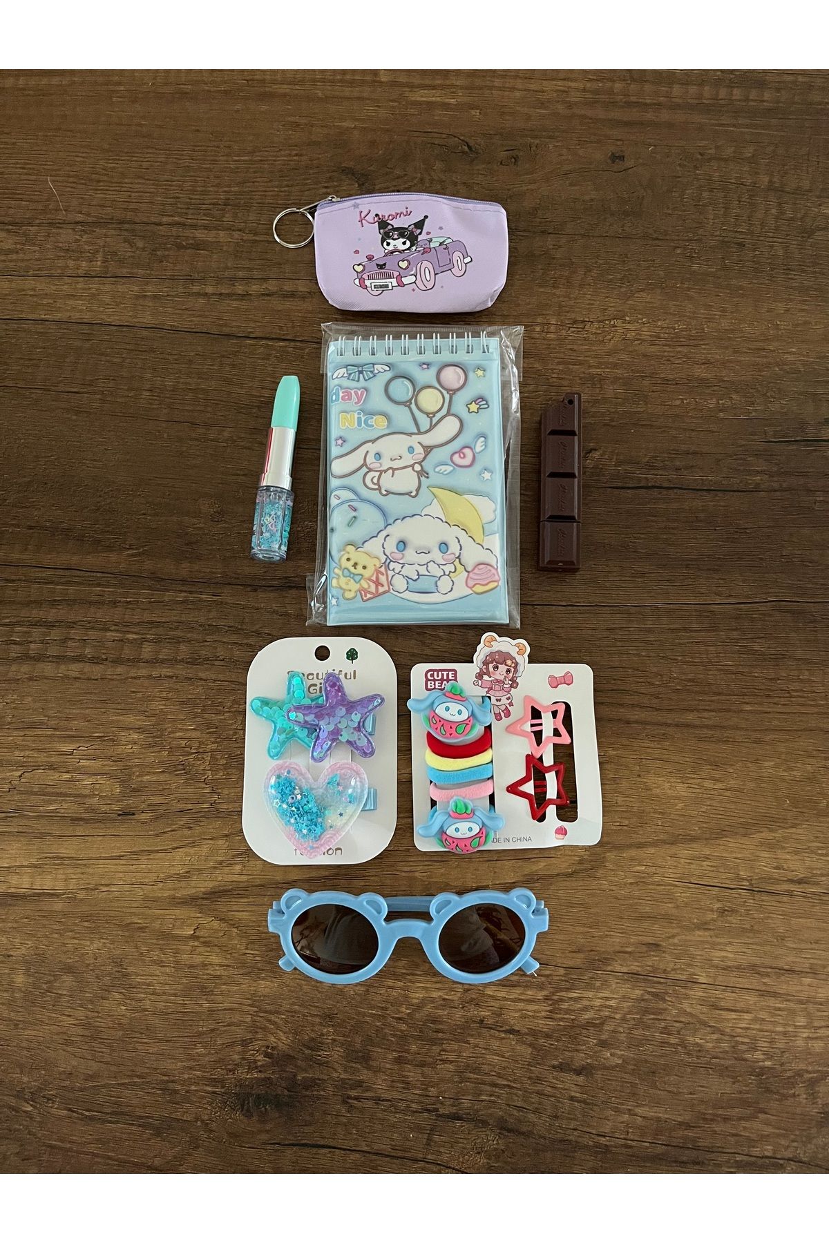 BATU GİYİM 16 Parça Set Sanrio Kuromi Hediye Seti Karne Doğum Günü Bayram Hediyesi