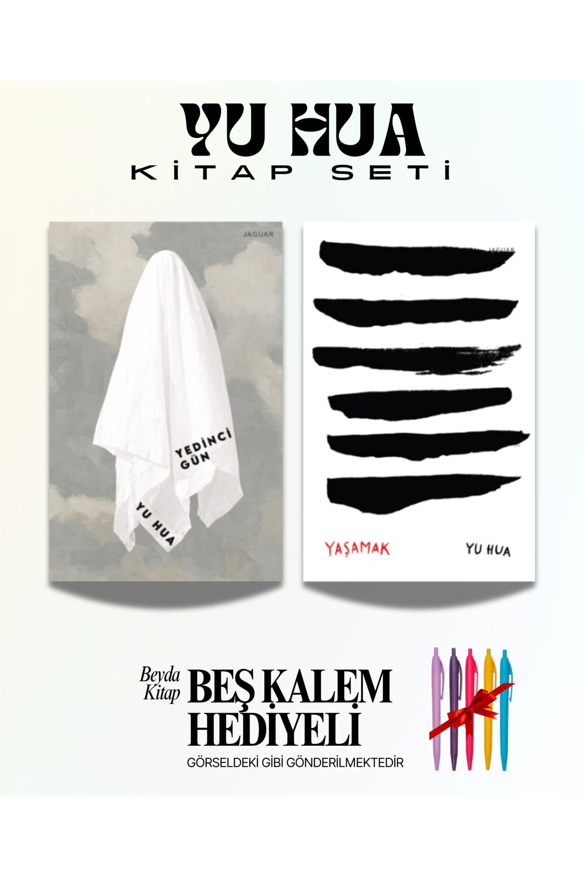 Jaguar Kitap Yedinci Gün - Yaşamak - Yu Hua (Yeni Kitap) - Kitap Seti - Beş Kalem Hediyeli