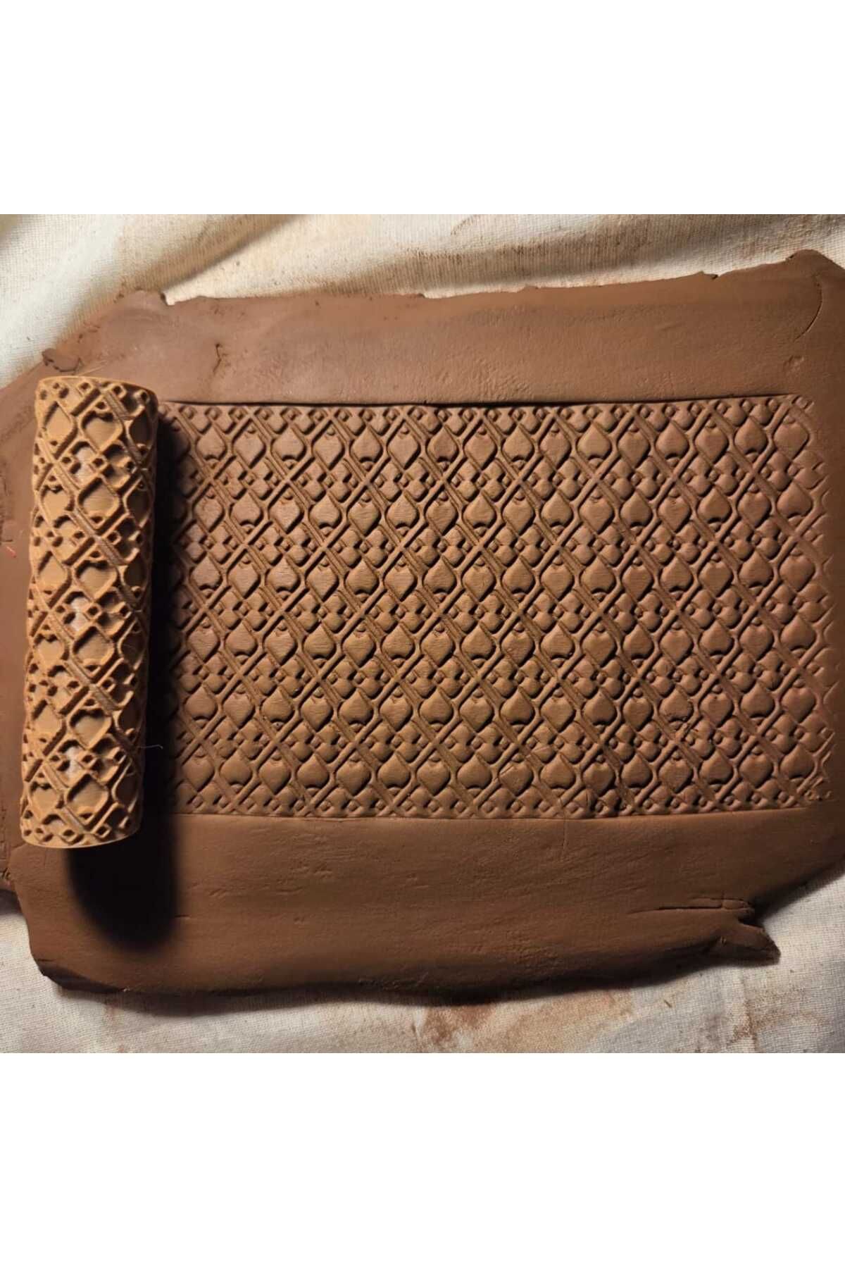 Enbceramic 10 CM Mozaik Karo Desen Doku SERAMİK & POLİMER KİL DESEN OKLAVASI DOKU SİLİNDİRİ MERDANESİ