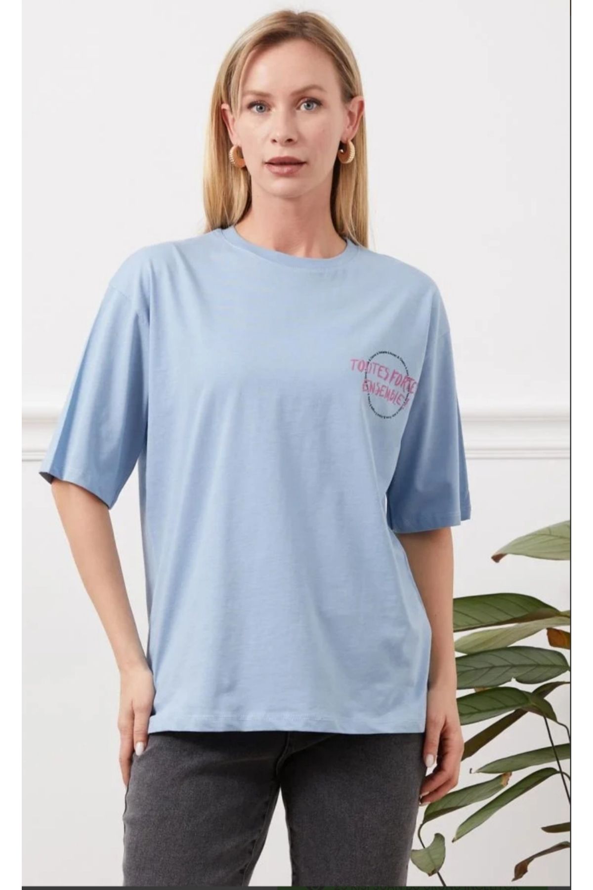 MODA Baskılı tişört mavi