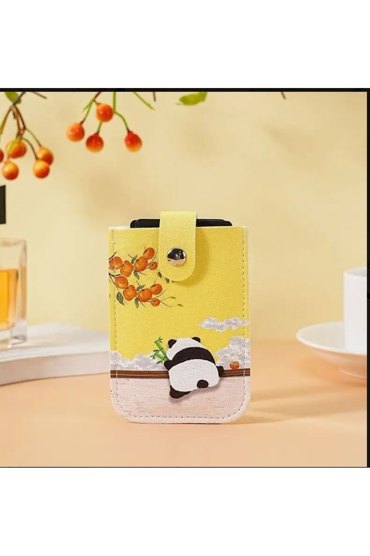ORGANICYOU DONGUAN Sevimli Panda ve Kedi Temalı Kart Tutucu - Sürücü Lisansı ve Banka Kartları