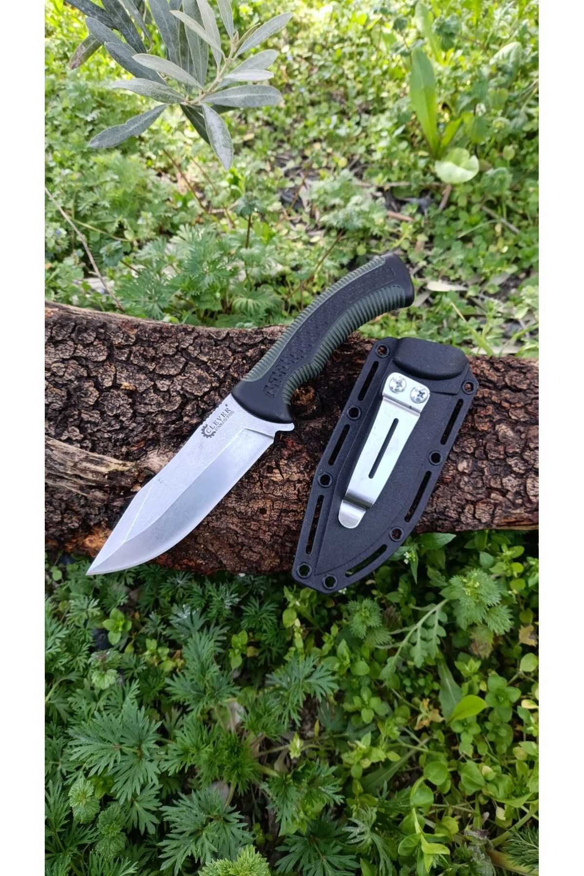 CLEVER STAINLESS STEEL Paslanmaz Çelik Kamp ve Avcı Bıçağı Kaydeks kılıf Outdoor