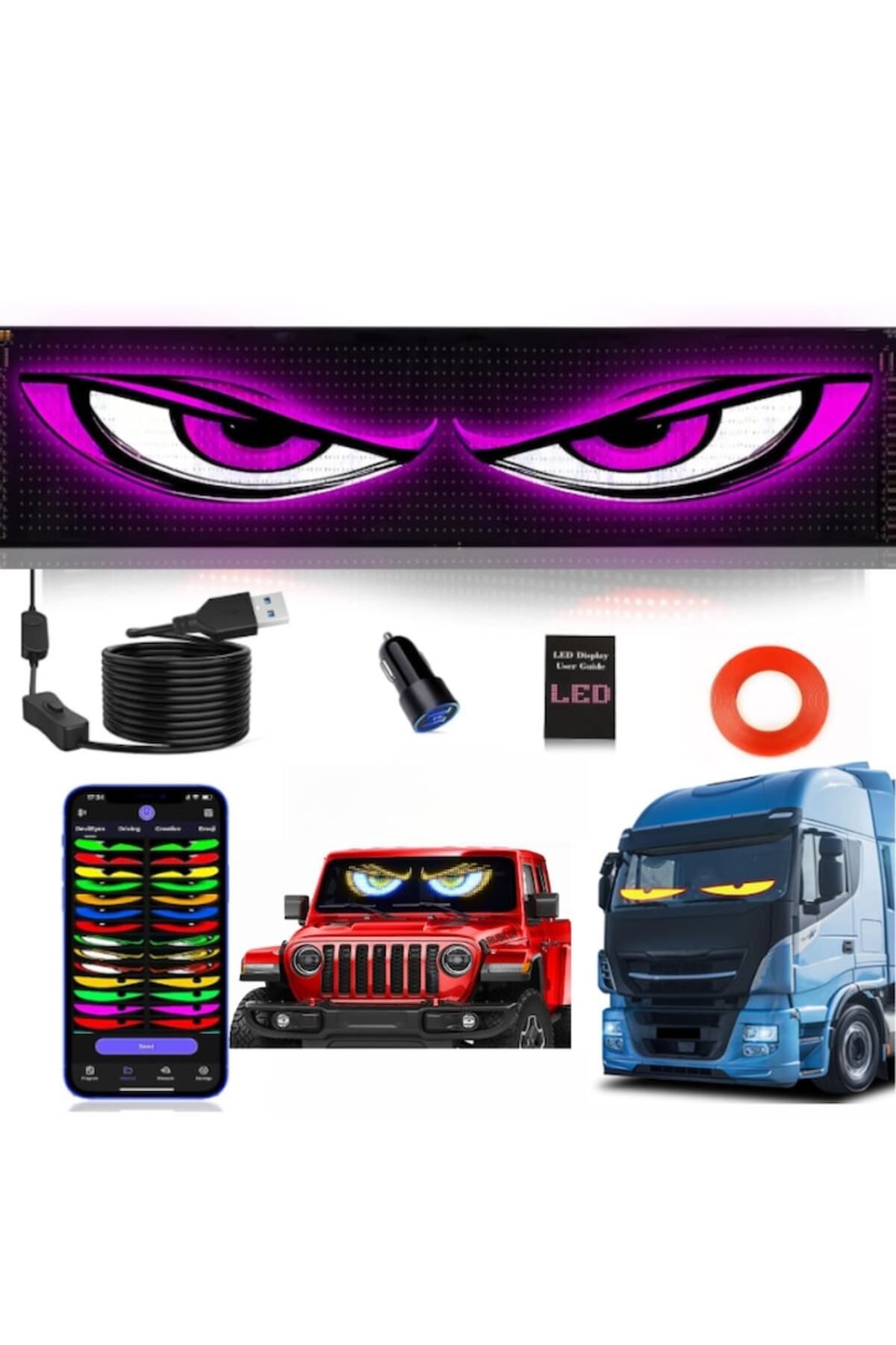 OEM Partner-KASEVY Devils Eye Smart LED Display Panel, Flexible Screen Bluetooth App Control 12 2
