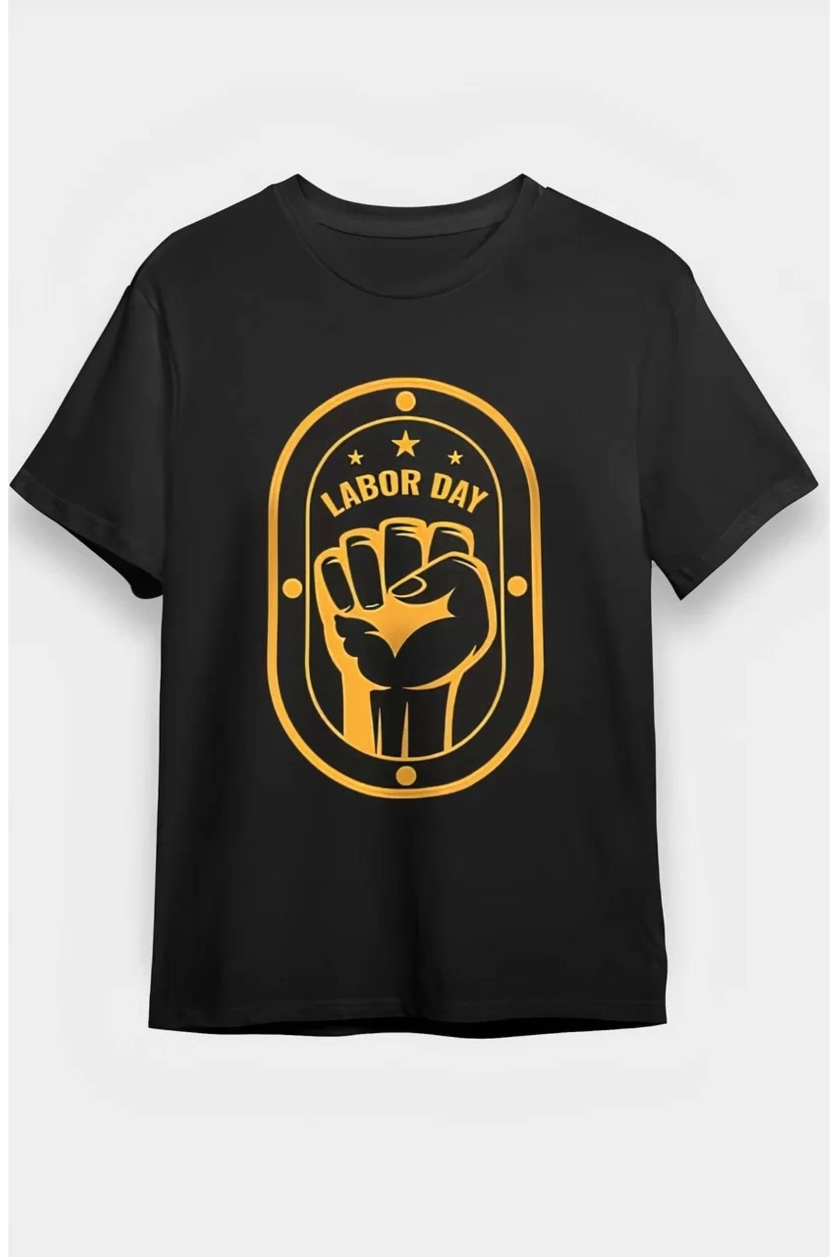 Robahood 1 Mayıs Emekçilerimiz İçin Özel Tasarım LABOR DAY Baskılı T-shirt - Siyah