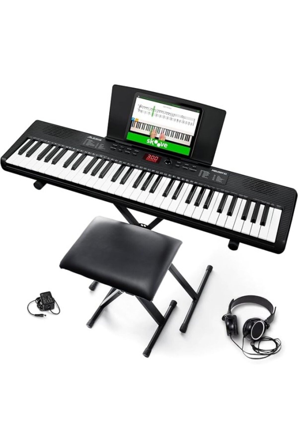 ShopZum Alesis Melody 61 Başlangıç Seviyesi Piyano Klavye 61 Tuş, Hoparlör, Stand, Bank, Kulaklık, Tablet/N