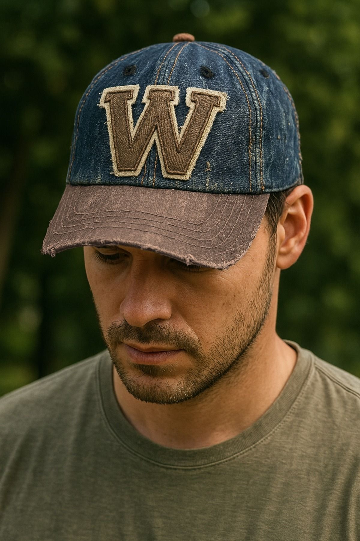 LAGRANZE Vintage “W” Nakışlı Yıpranmış Görünümlü Denim Şapka