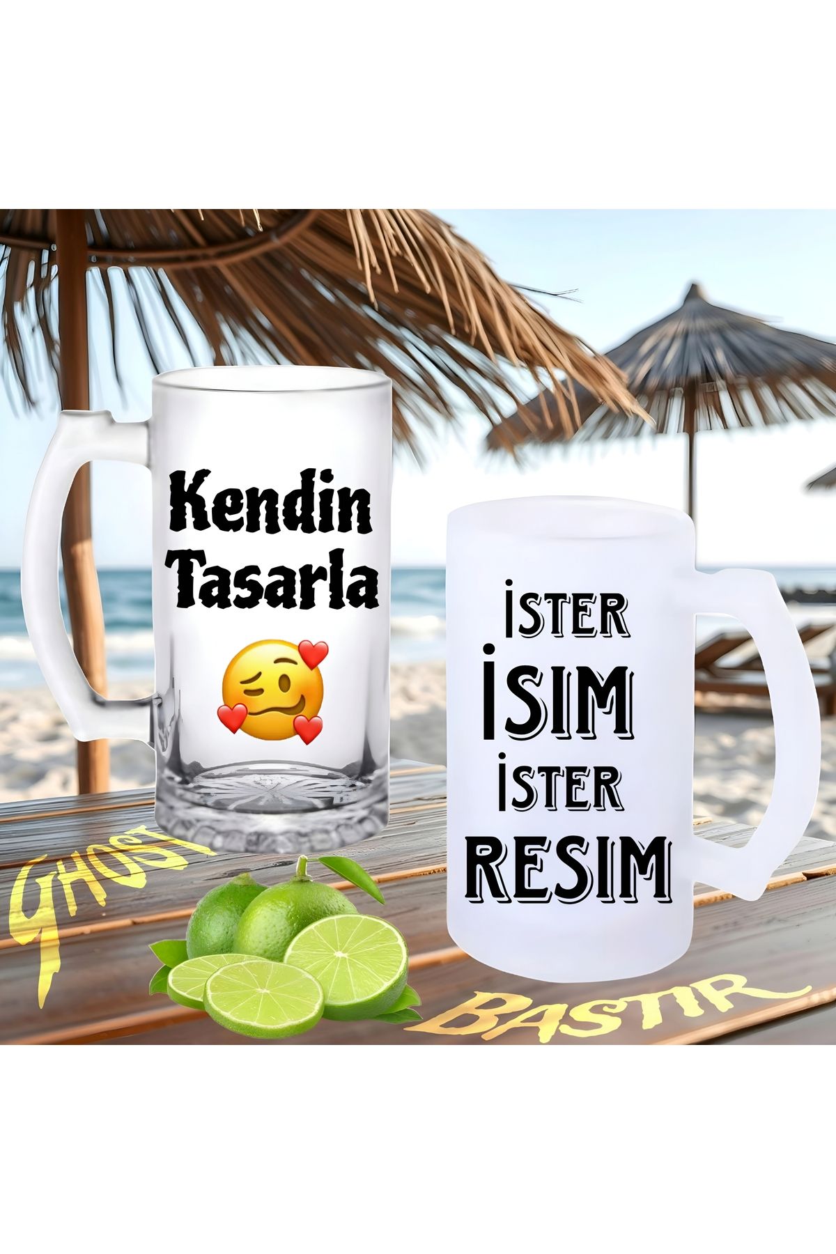 Ghostbusters Kendin tasarla buzlu ya da buzsuz bira bardağı