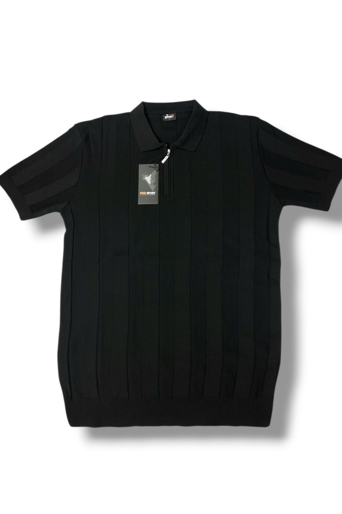 FXDSPORTLİNE Erkek Triko Yazlık Polo Yaka Fermuarlı Likralı Kısa Kol Tişört T-shirt
