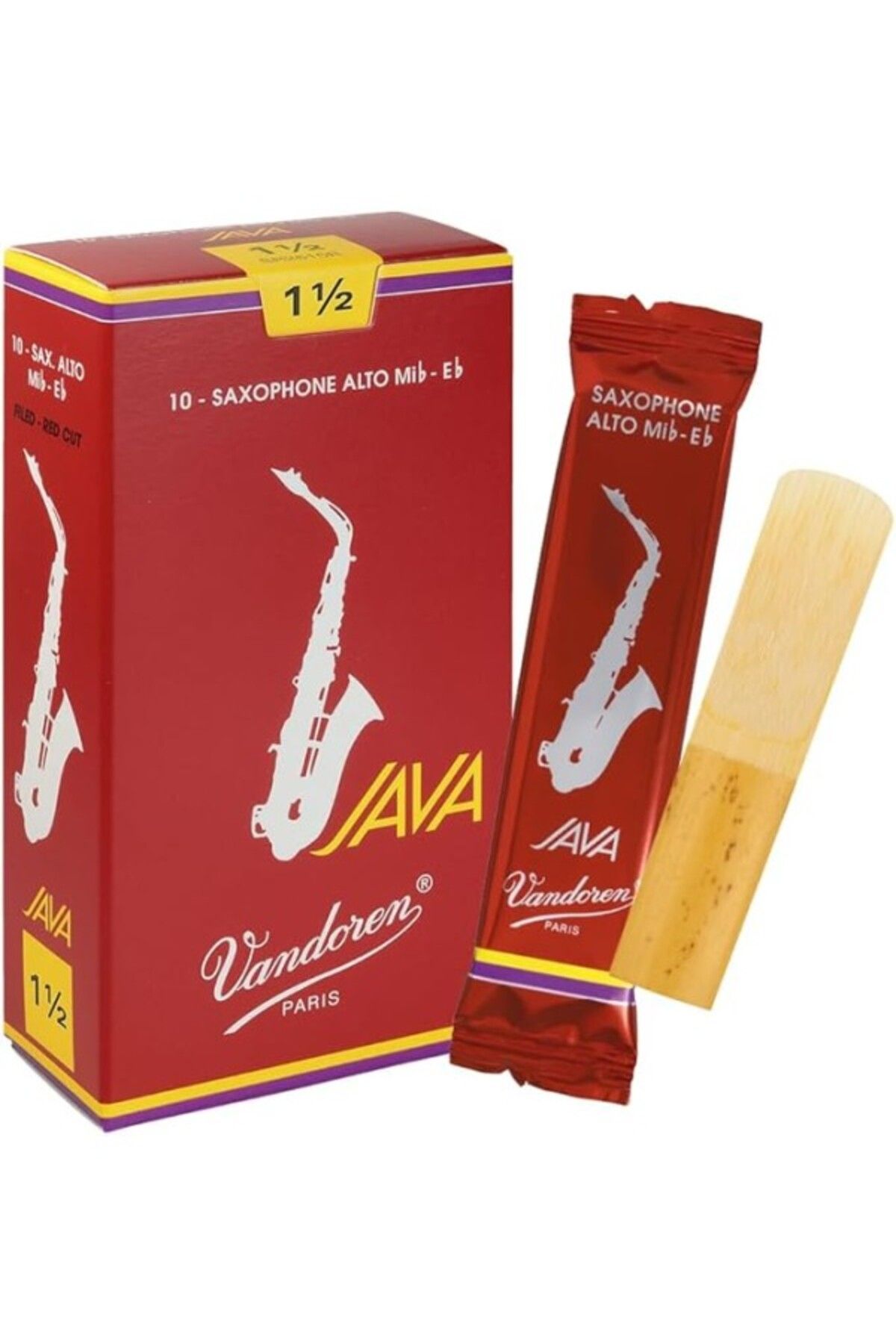 ShopZum Vandoren Sr2615R Java Kırmızı Kesim Alto Saksafon Kamışları (Mukavemet 1,5) (10Lu Paket)