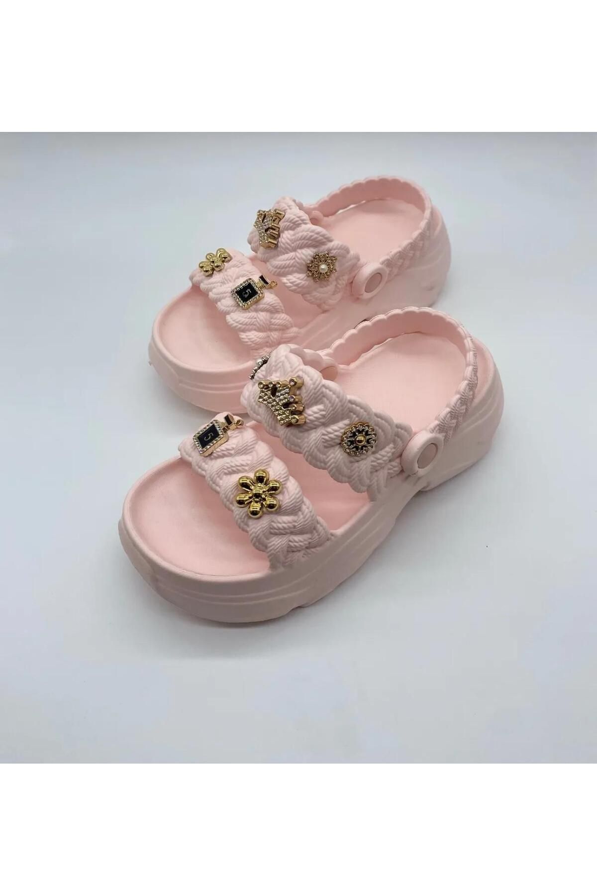 AKÇA Örğülü Crocks Taşlı Ortopedık Terlik