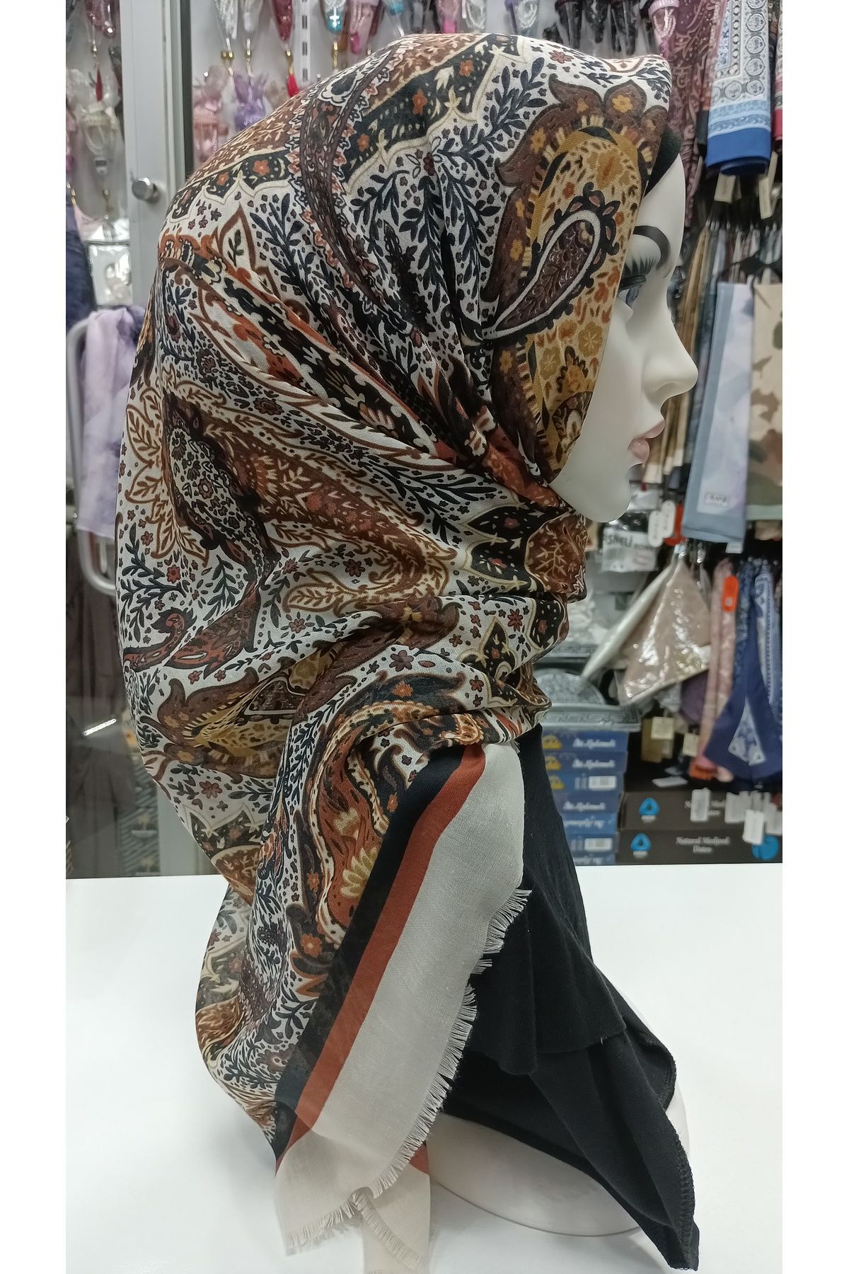 hilalay İNCE YAZMA EŞARP ETNİK DESENLİ