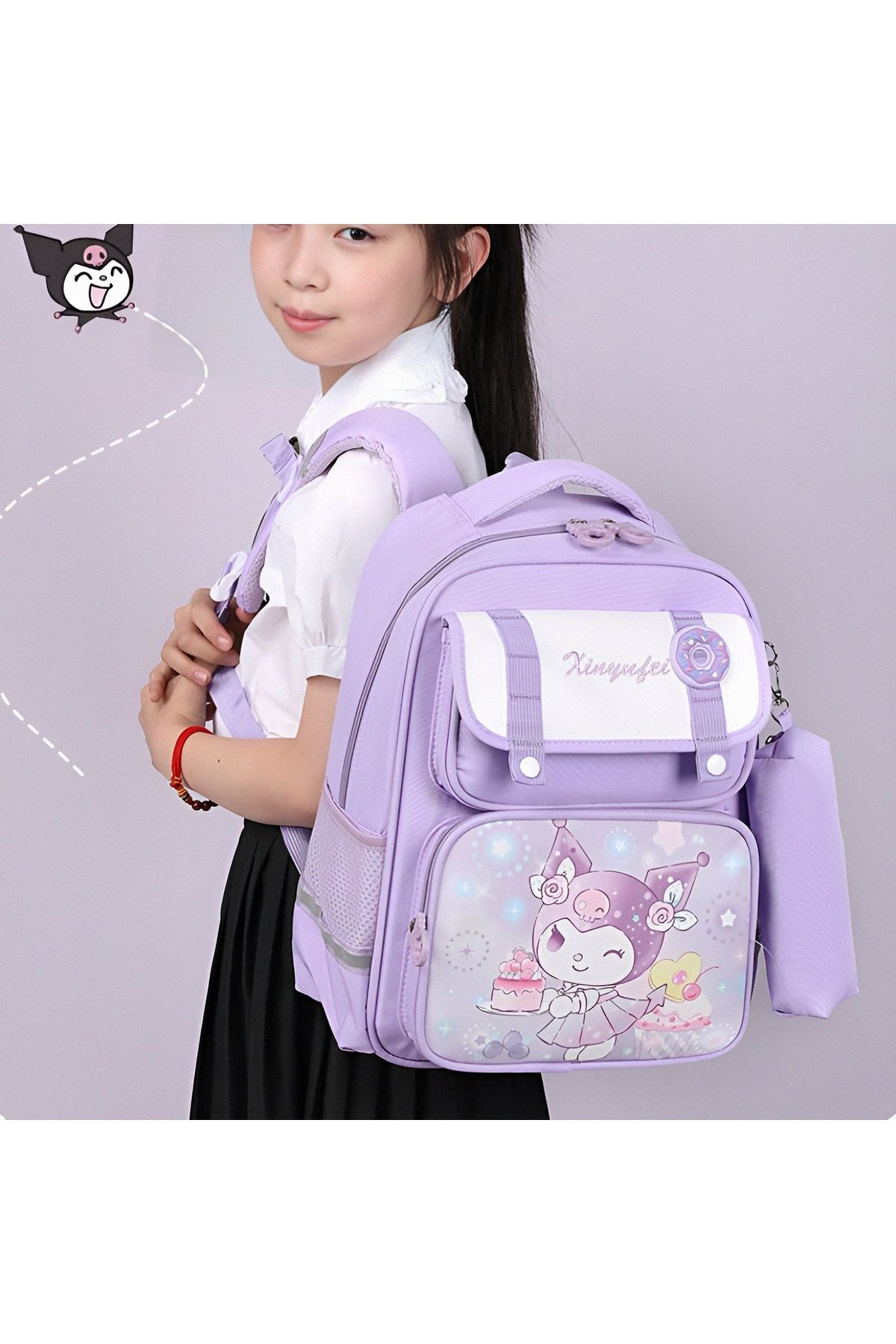KumOziShop Sanrio Kuromi My Melody Cinnamoroll Ortopedik Su Geçirmez Okul Çantası ve Kalemlik