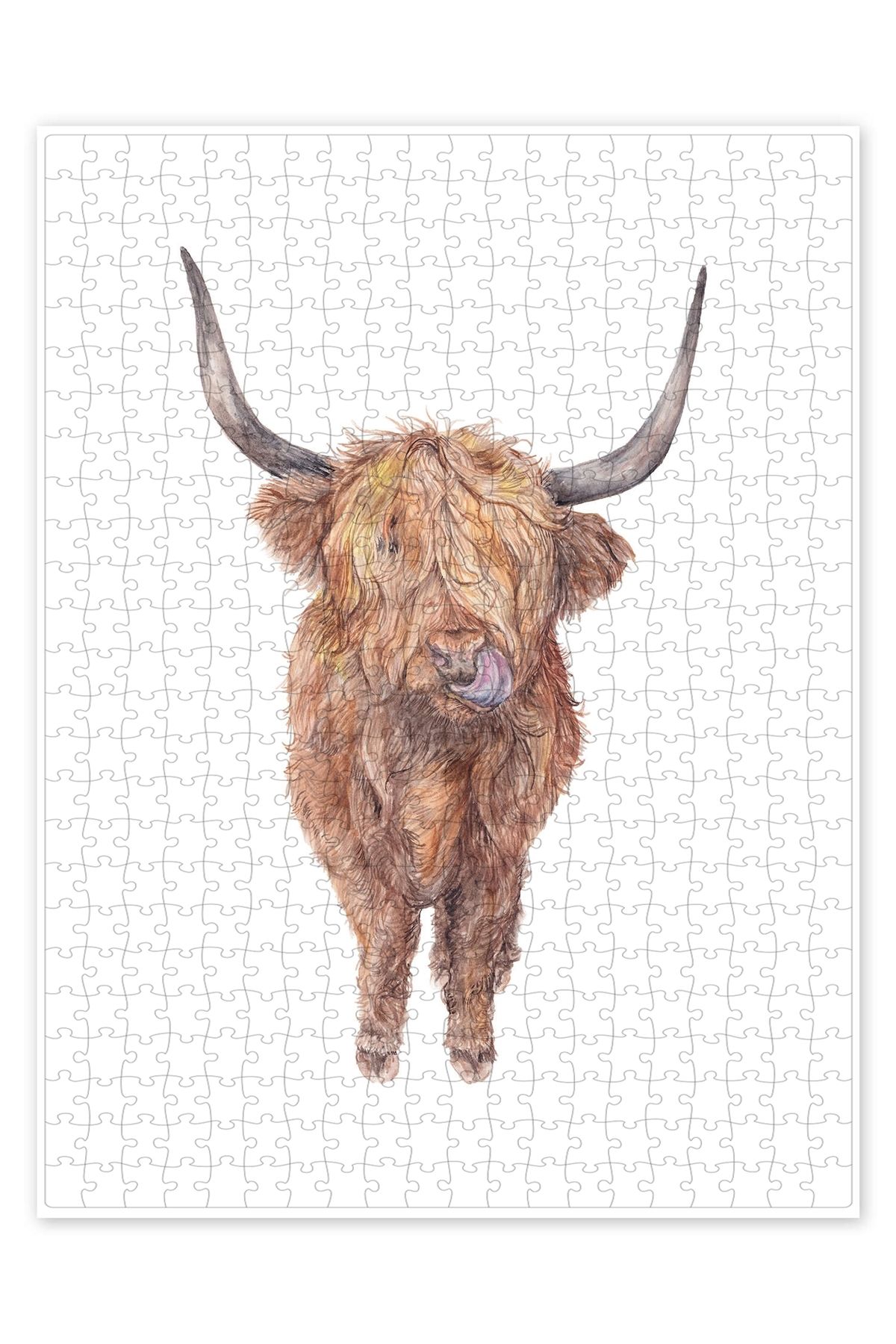 Jeronkarji Highland İnek 500 Parça Puzzle Yapboz Kedi Köpek Temalı Doğa ve Orman Hayvanları