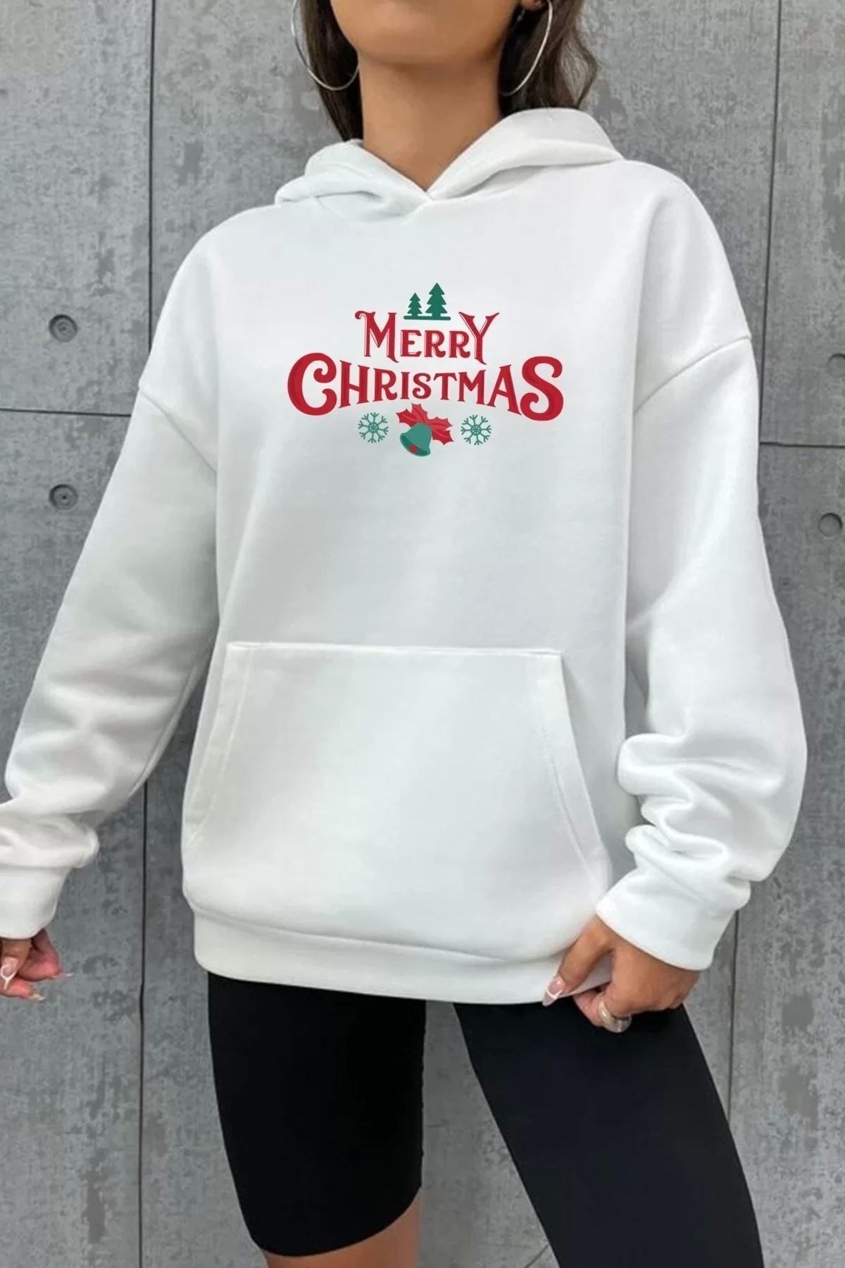 Robahood Merry Chrıstmas Sweatshirt & Hodie - Beyaz