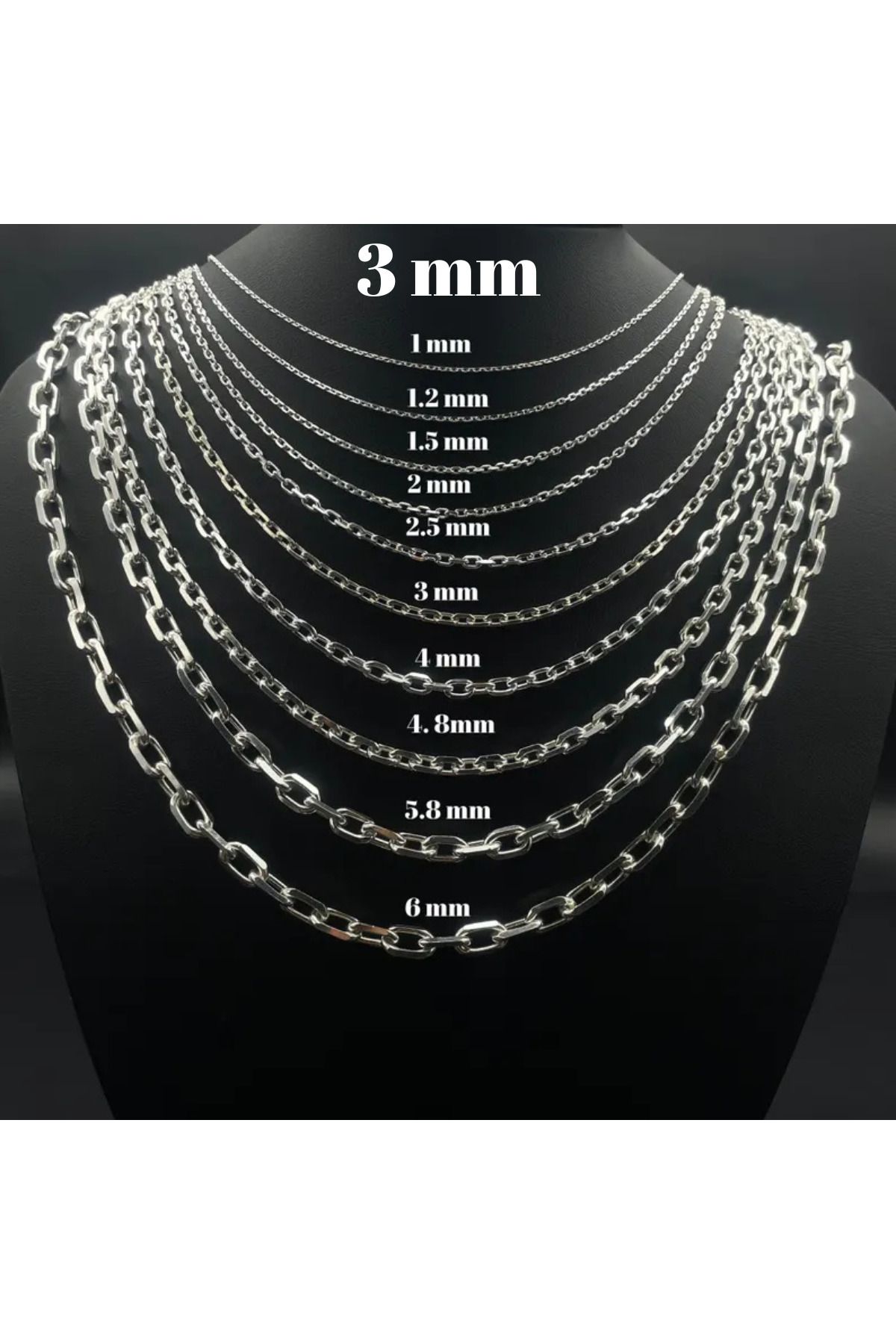 Parlak Gümüş 925 Ayar Gümüş Erkek Kolye - 2 mm Forse Zincir Kolye