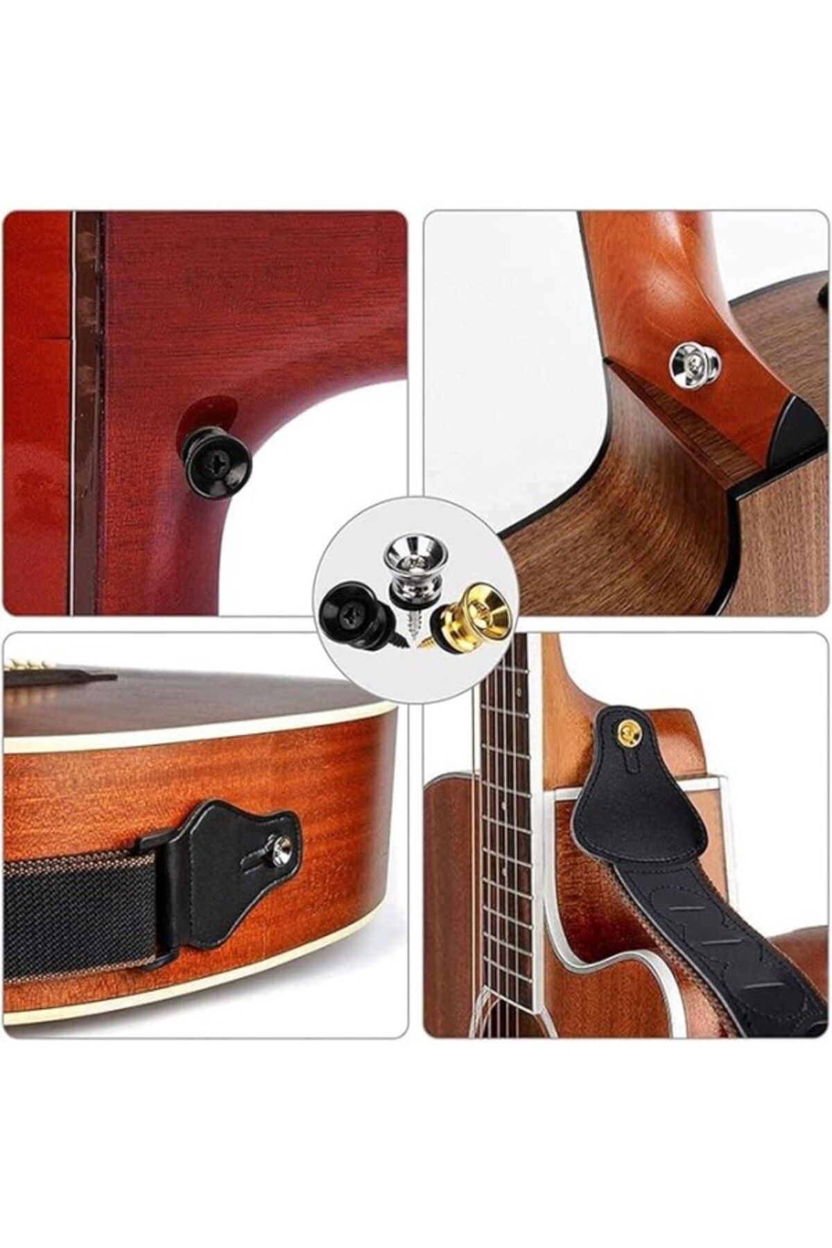 ShopZum Raymond Joes Rjstr01 Gitar Askı Pimi Chrome Krom Guitar Strap Button 2&Apos;Li Set Askı Demiri