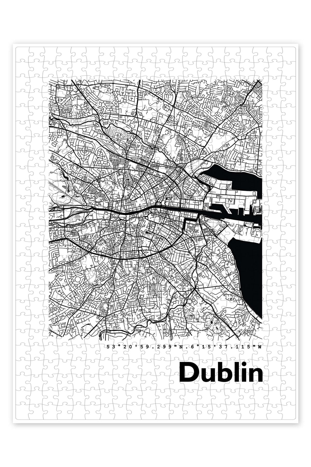 Jeronkarji Dublin Şehir Haritası I 500 Parça Puzzle Yapboz Şehir Manzara Temalı Hobilik