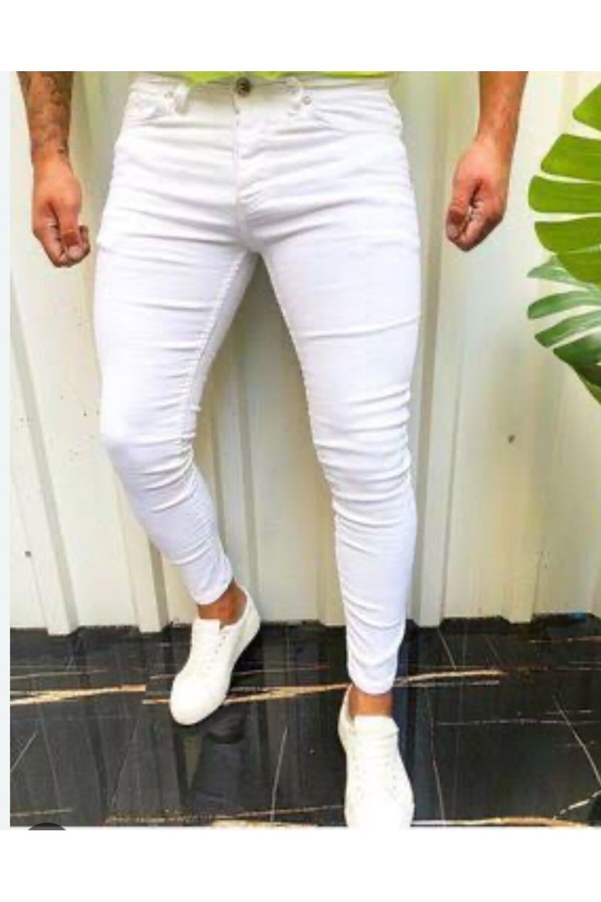 Metfashion ERKEK SLİM FİT LİKRALI DENİM KOT PANTOLON JEAN BEYAZ