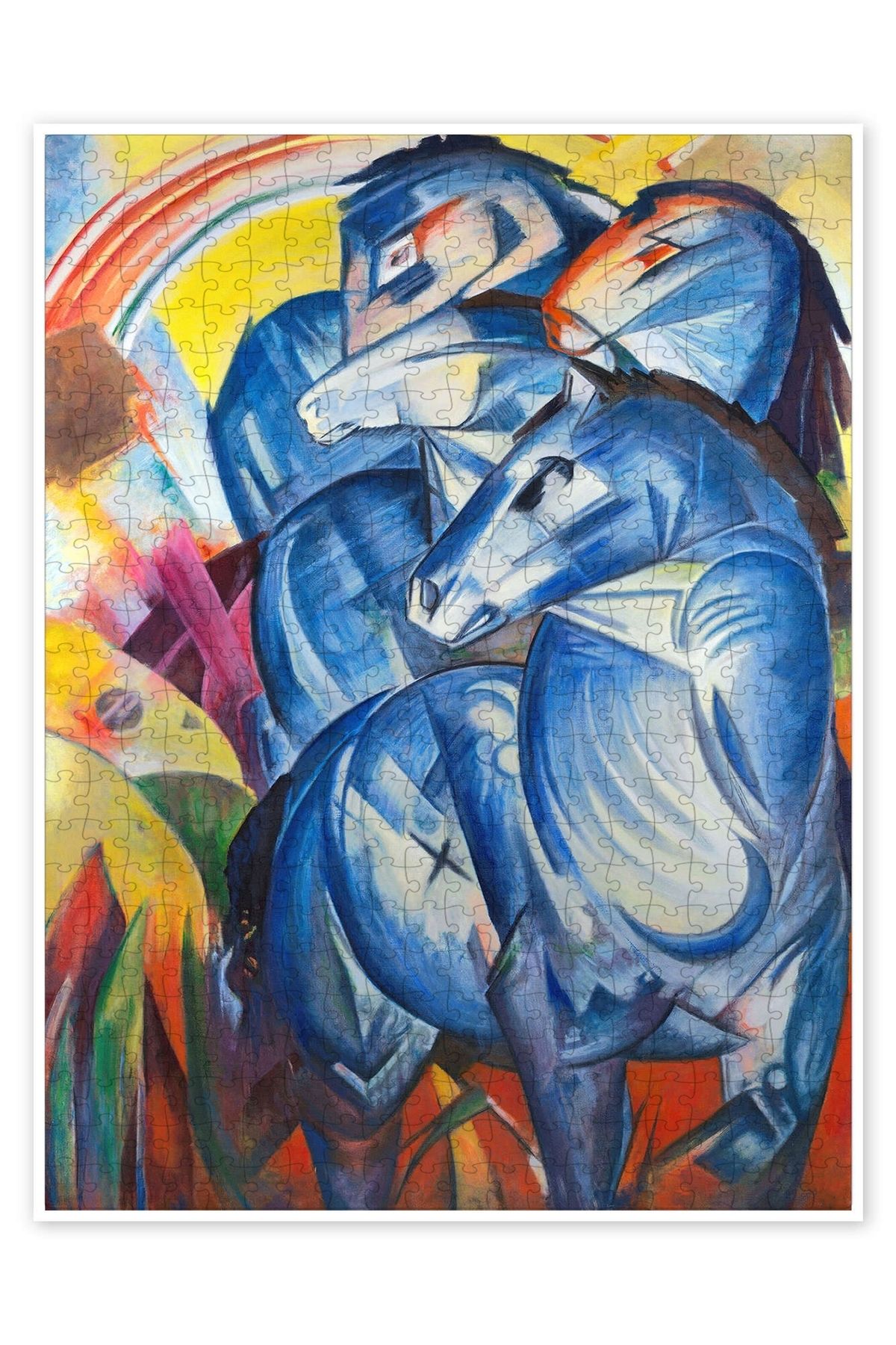 Jeronkarji Mavi Atlar Kulesi 500 Parça Puzzle Yapboz Bohem Soyut Sanat Temalı