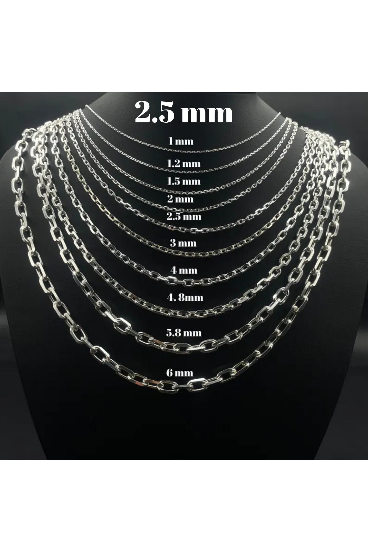 Parlak Gümüş 925 Ayar Gümüş Erkek Kolye - 2 mm Forse Zincir Kolye