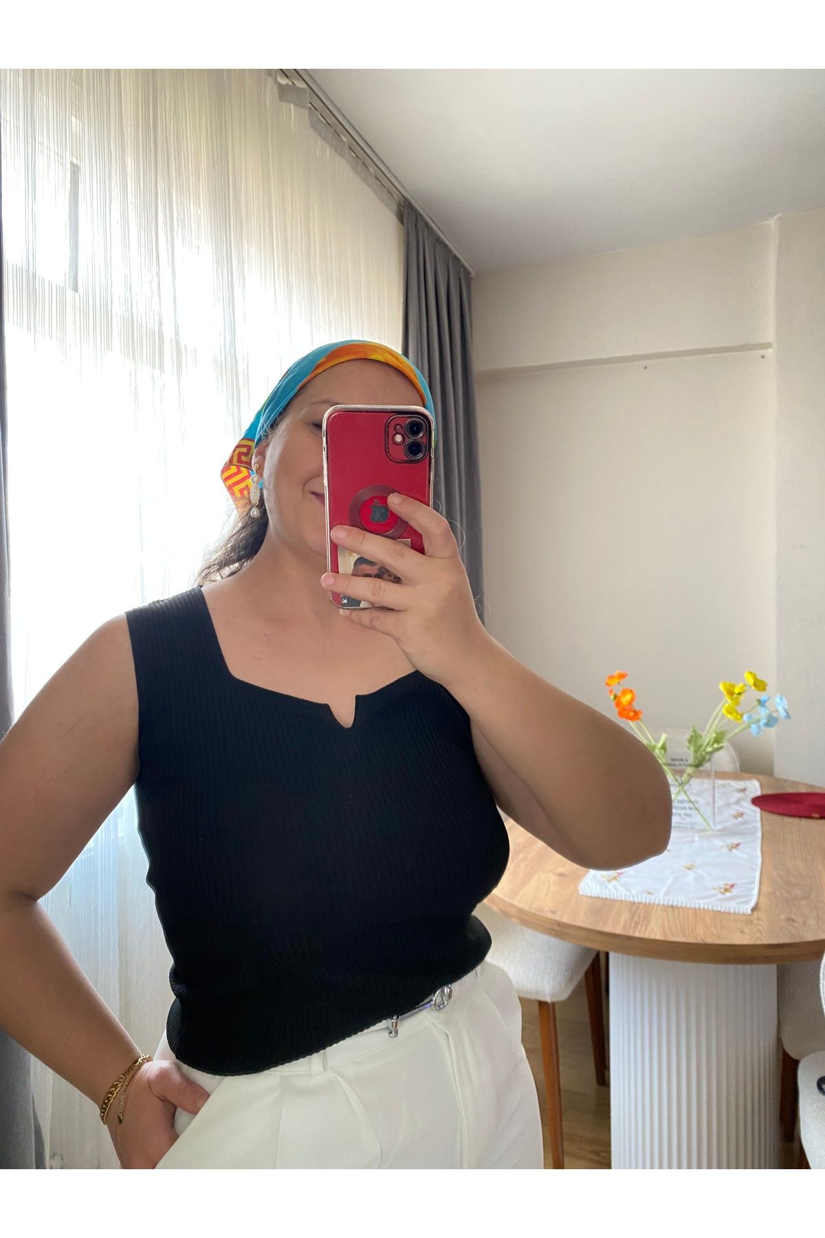 Tisya butik Kare Yaka Fitilli Kolsuz Atlet Bluz