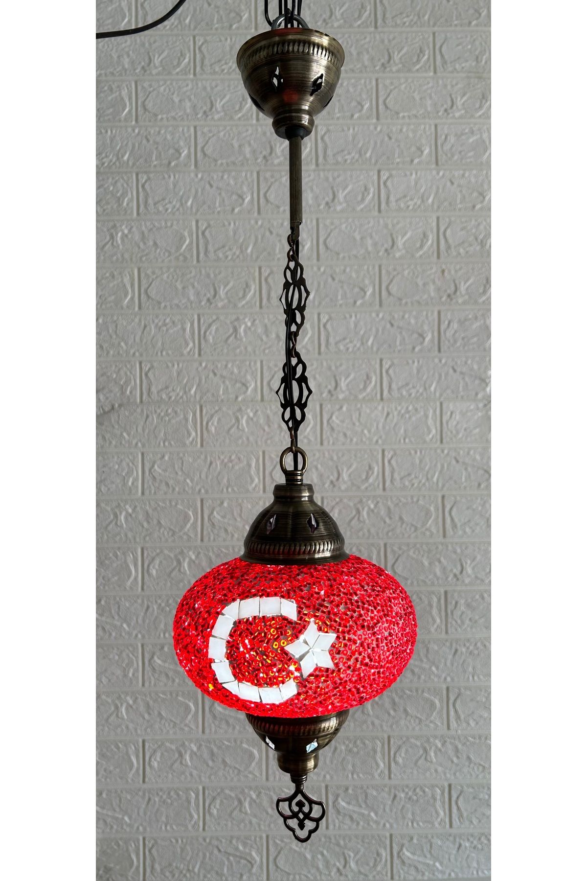 CYL HOME DECOR Türk Bayrak Tekli Sarkıt Avize