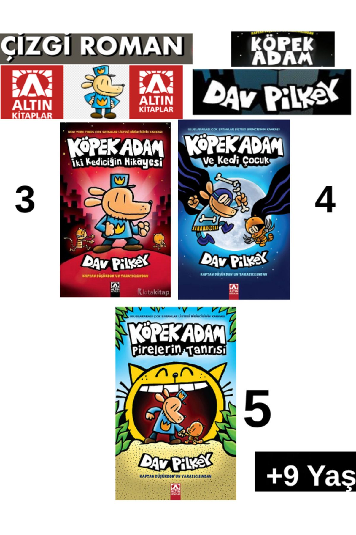Fenomen Yayıncılık KöpekAdam 3-4-5 İki Kediciğin Hik.-Kedi çocuk-Pirelerin Tanrısı 3-4-5.Kitap Çizgi roman