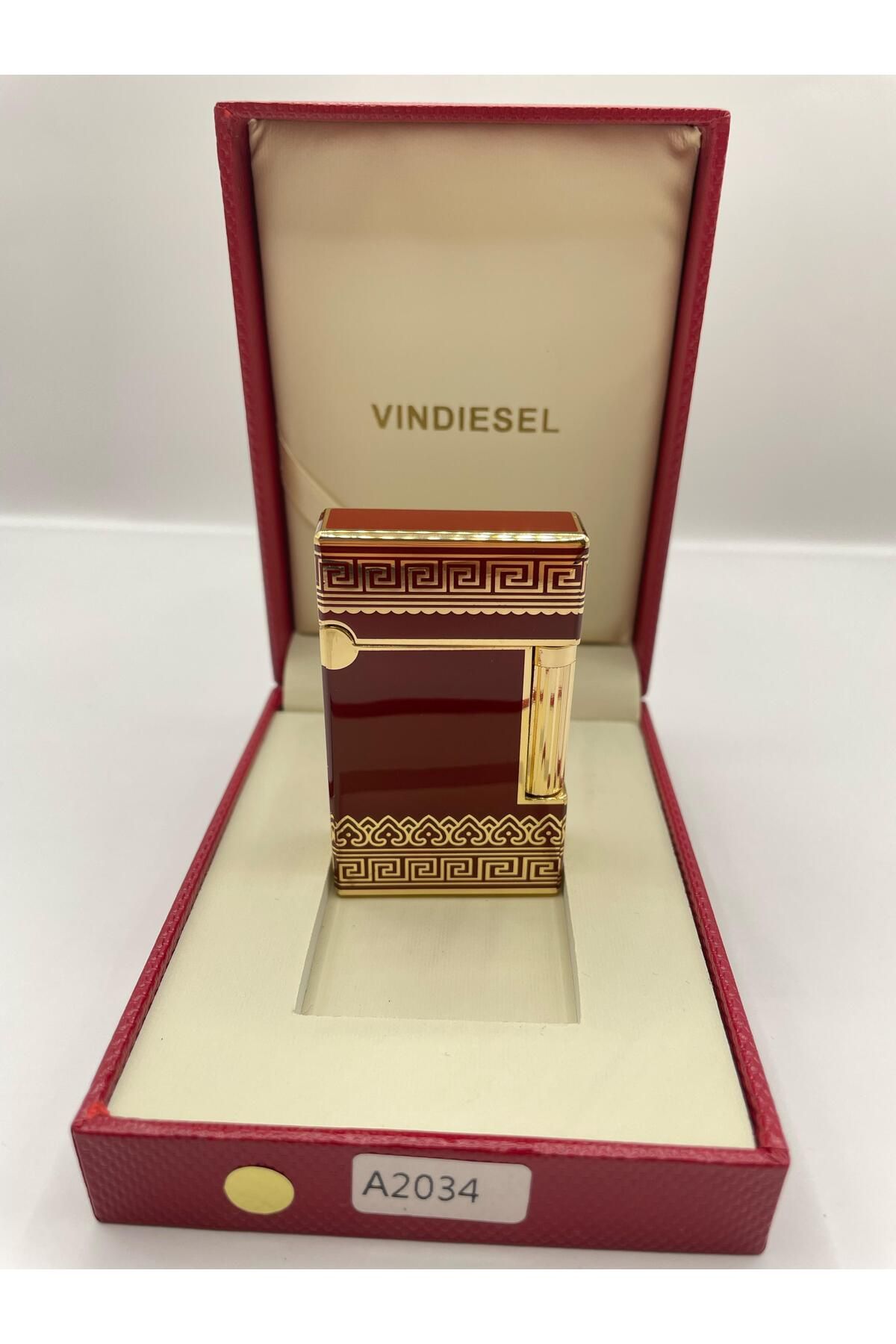 Atheris Gift VN GAZLI MENTEŞELİ BORDO RENKLİ SARI İŞLEMELİ ÇAKMAK