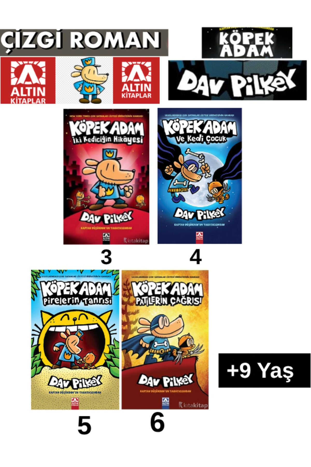 Fenomen Yayıncılık KöpekAdam 3-4-5-6 İki Kedi. Hik.-Kedi Çocuk-Pir. Tanrısı-Patilerin Çağ. Kitap Çizgi roman