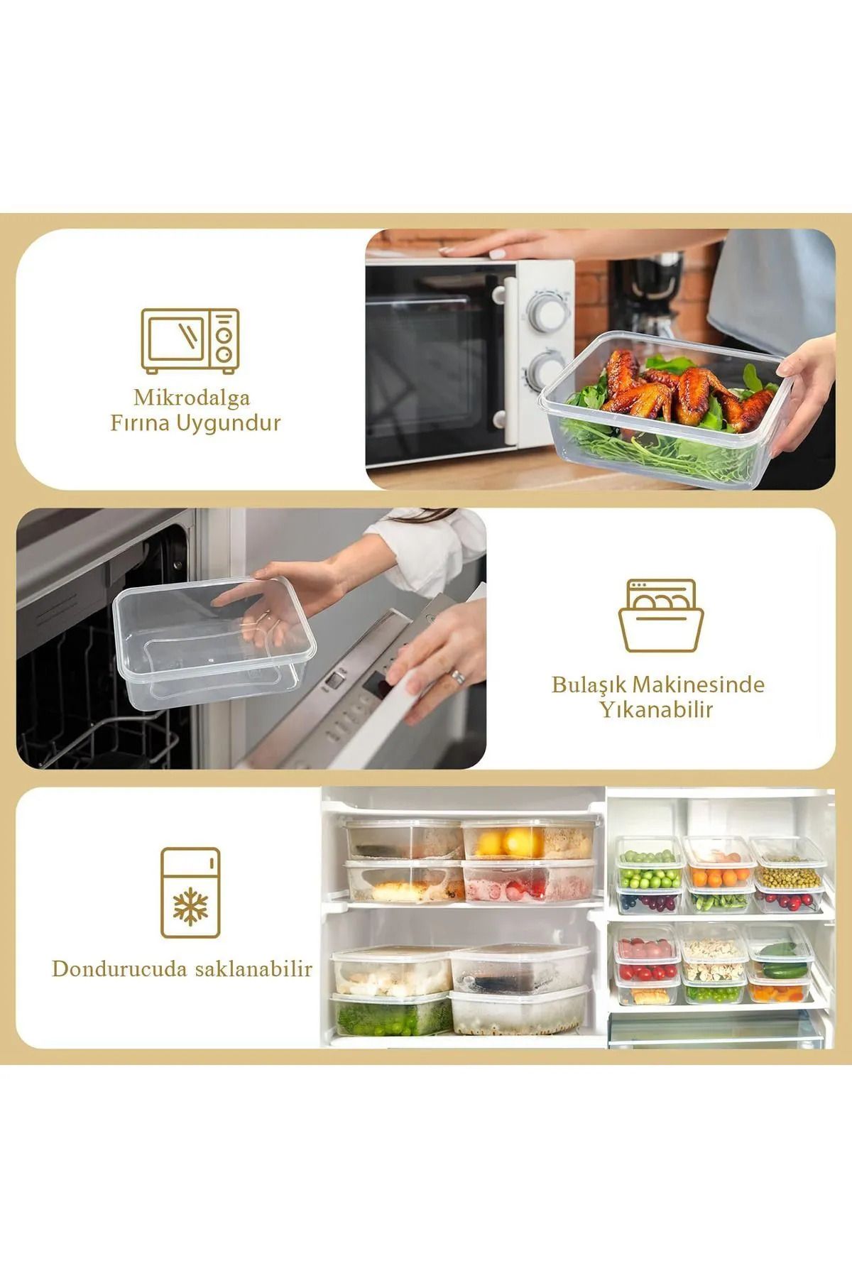 Lumpedy 5 Adet 1350 ml Buzluk Ve Mikrodalga Saklama Kabı, Derin Dondurucu Saklama Kabı