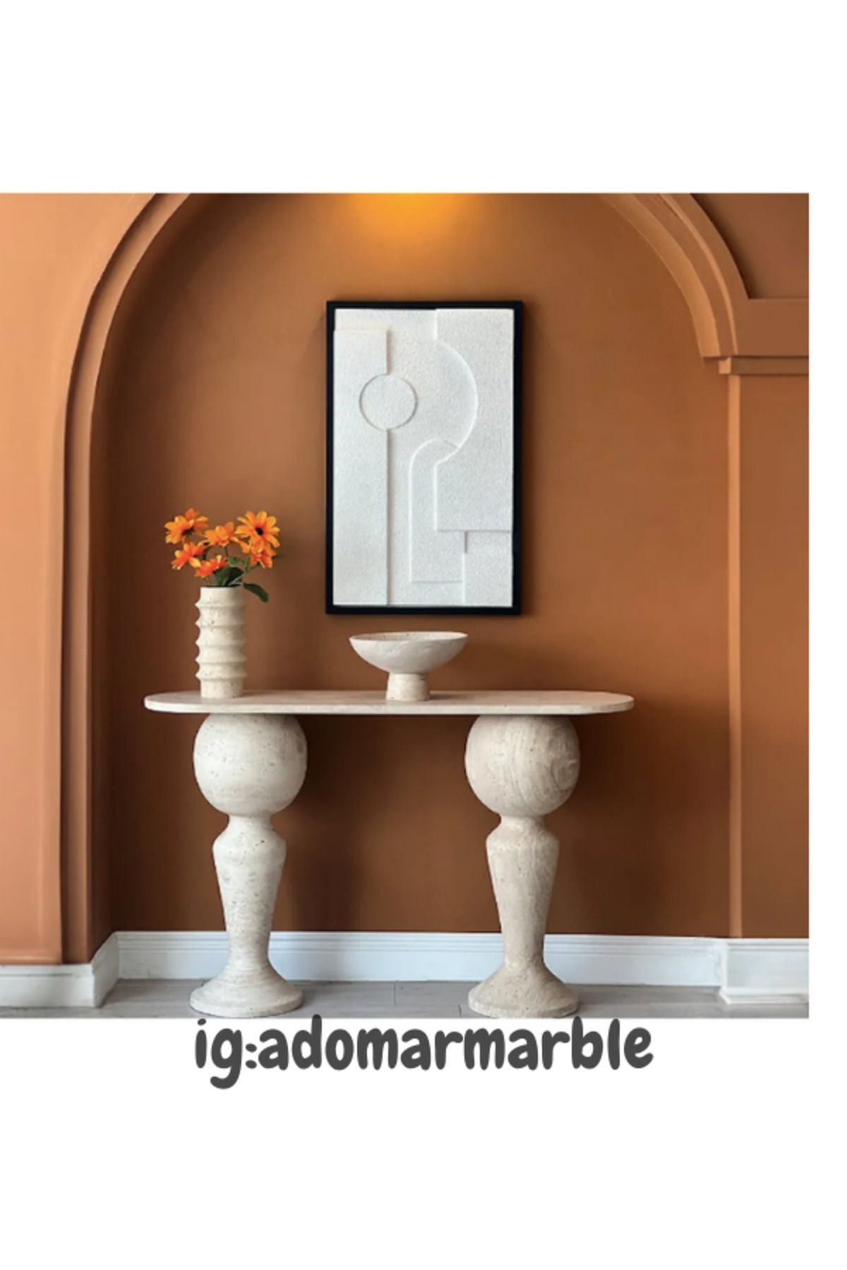 adomarmarblehandmadeandluxury ADOMAR Traverten Dresuar, Mermer Dresuar, Antre Dresuar, %100 Doğal Taş, Konsol Masası, Özel Ölçü