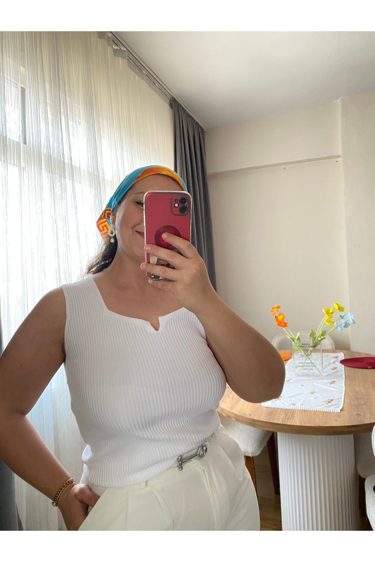 Tisya butik Kare Yaka Fitilli Kolsuz Atlet Bluz