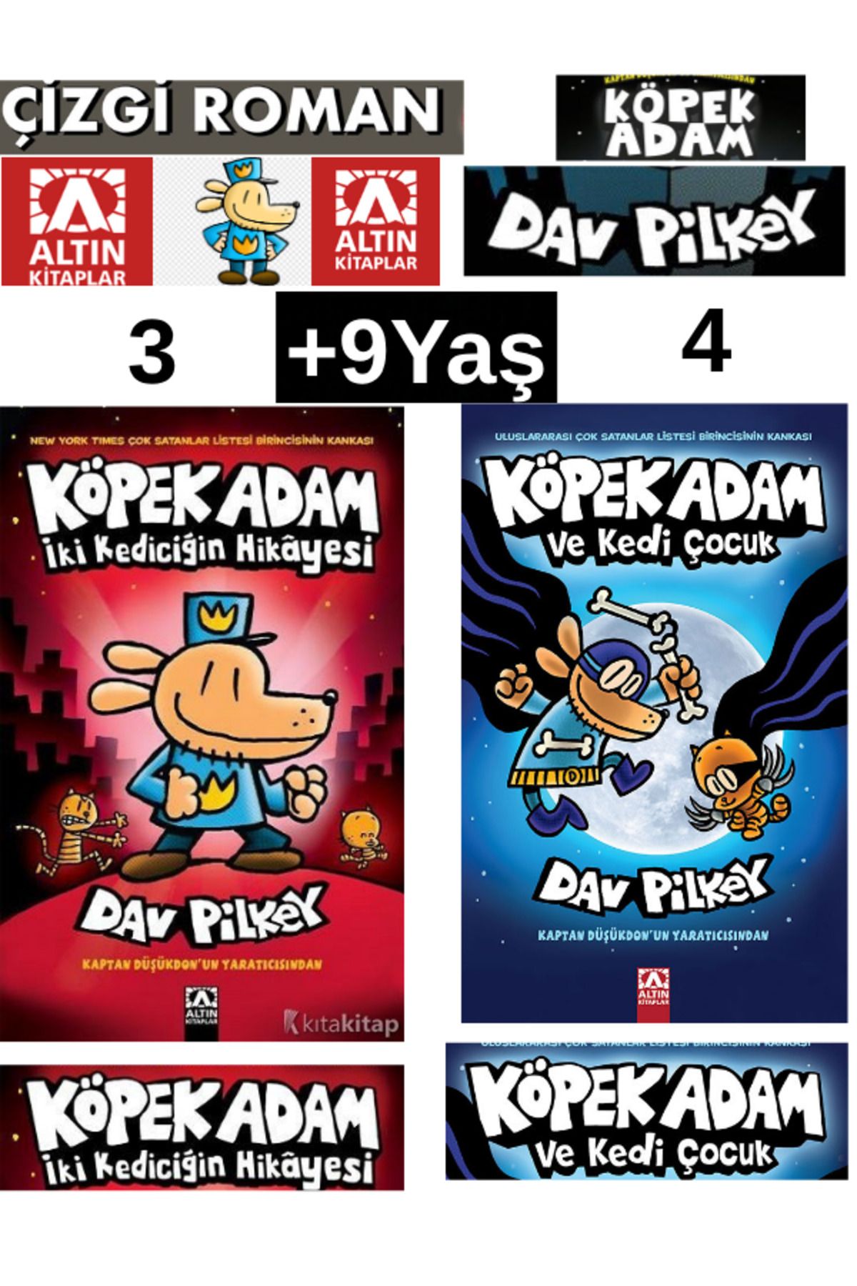 Fenomen Yayıncılık KöpekAdam 3-4 İki Kediciğin Hikayesi-Kedi Çocuk 3-4.Kitap Çizgi roman
