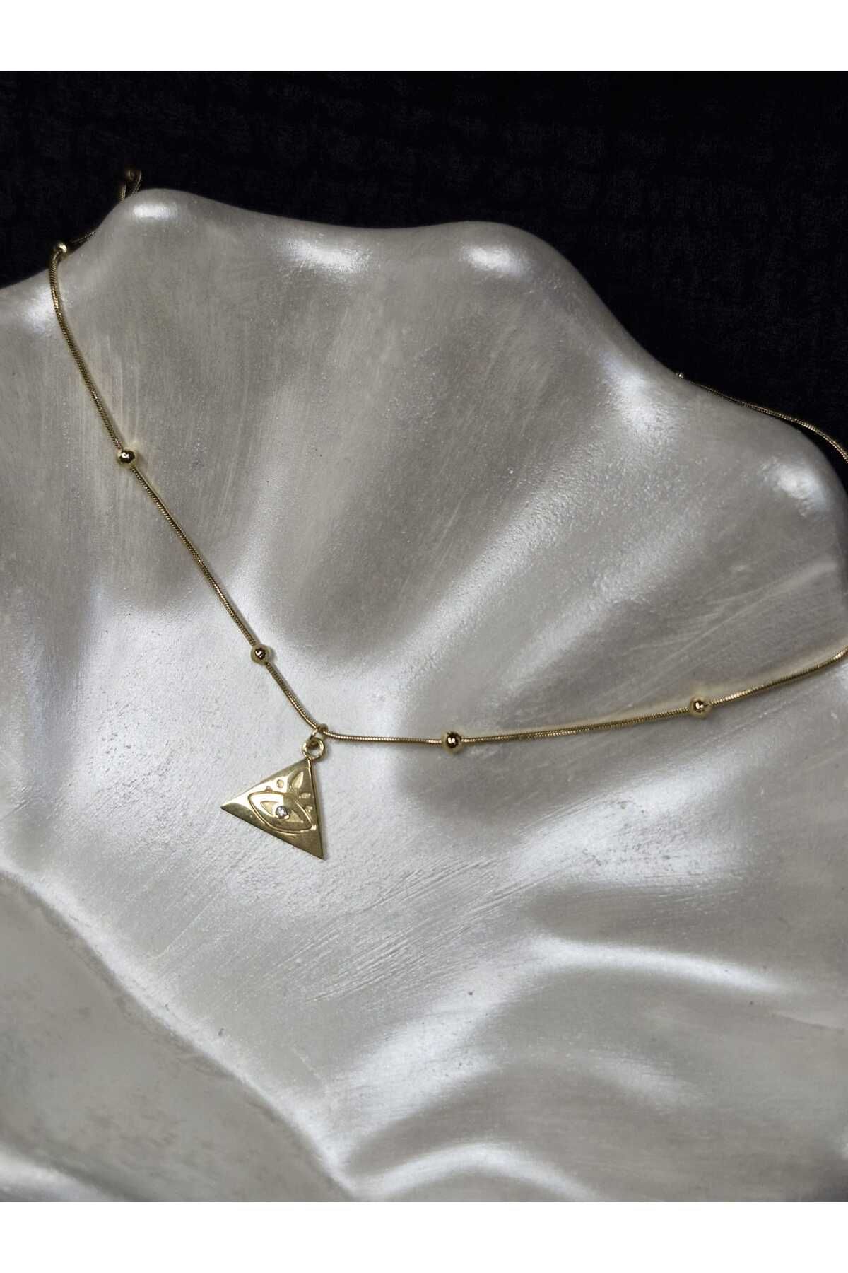 Palk Store Çelik Illuminati Göz Piramit Kolye Gold