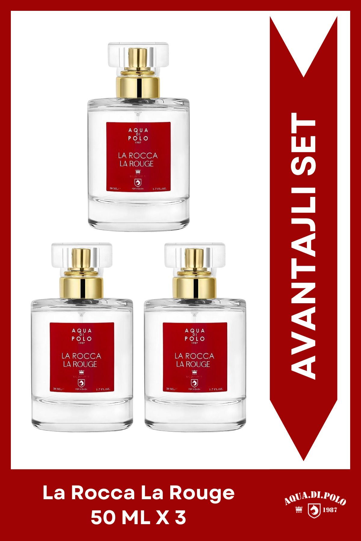 Aqua Di Polo 1987 آکوا دی پلو عطر زنانه La Rocca La Rouge EDP 50ml 3 عدد | شرقی | پرتقال، اسطوخودوس، یاس، کهربا، خزه — STCA000802