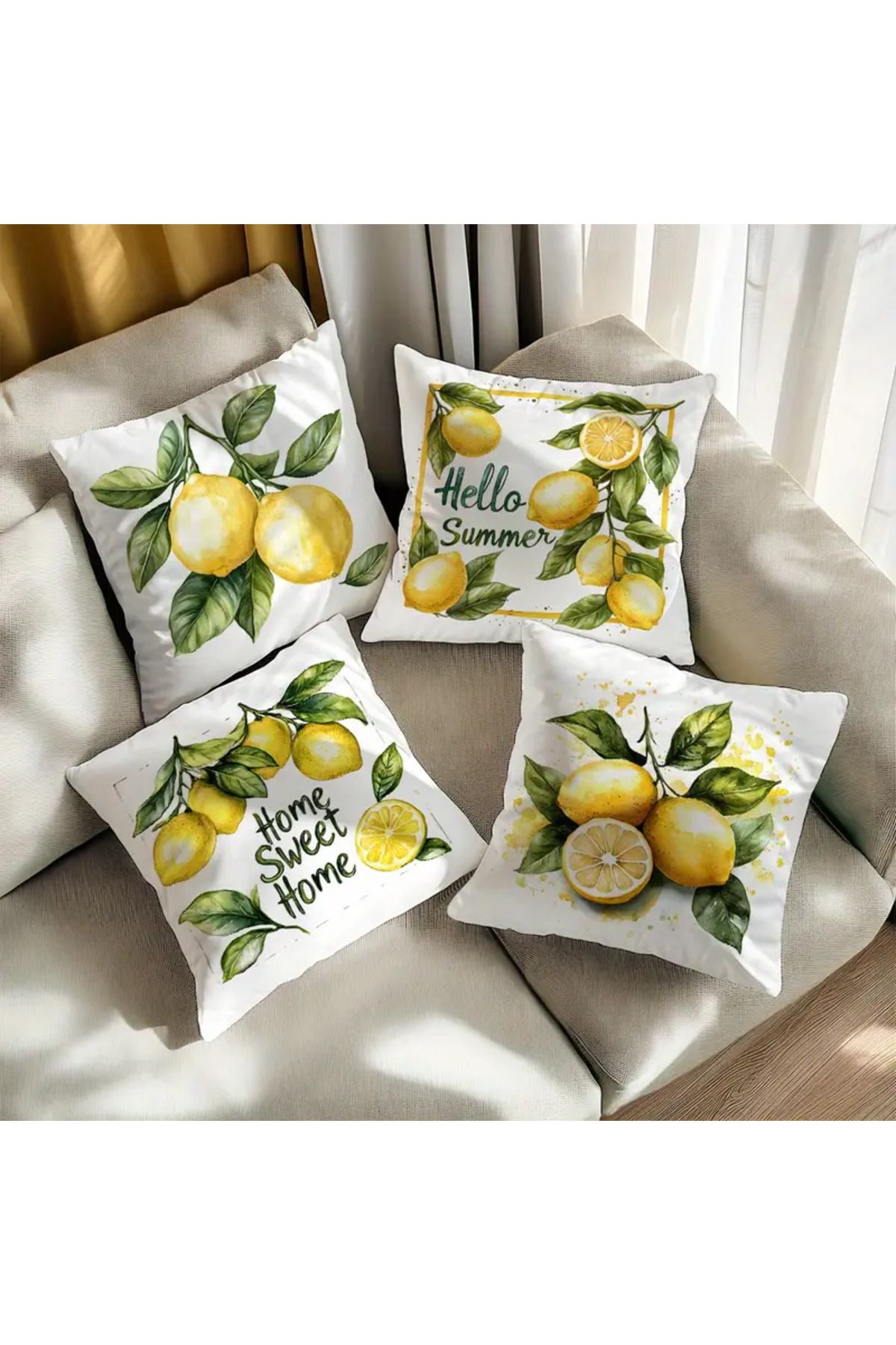 dukart home limon desenli kırlent kılıfı