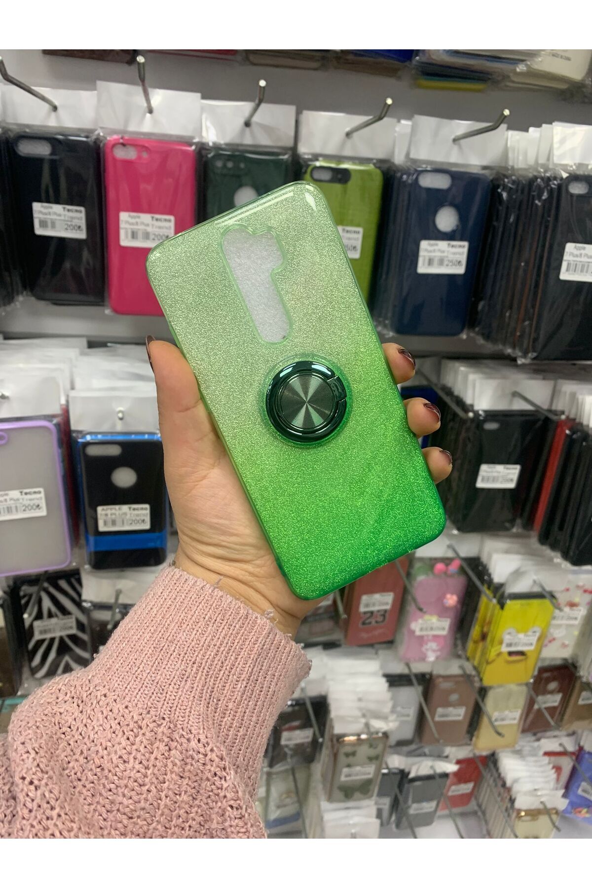 TECNOTREND Xiaomi Redmi Note 8 Pro Simli yüzüklü silikon kılıf
