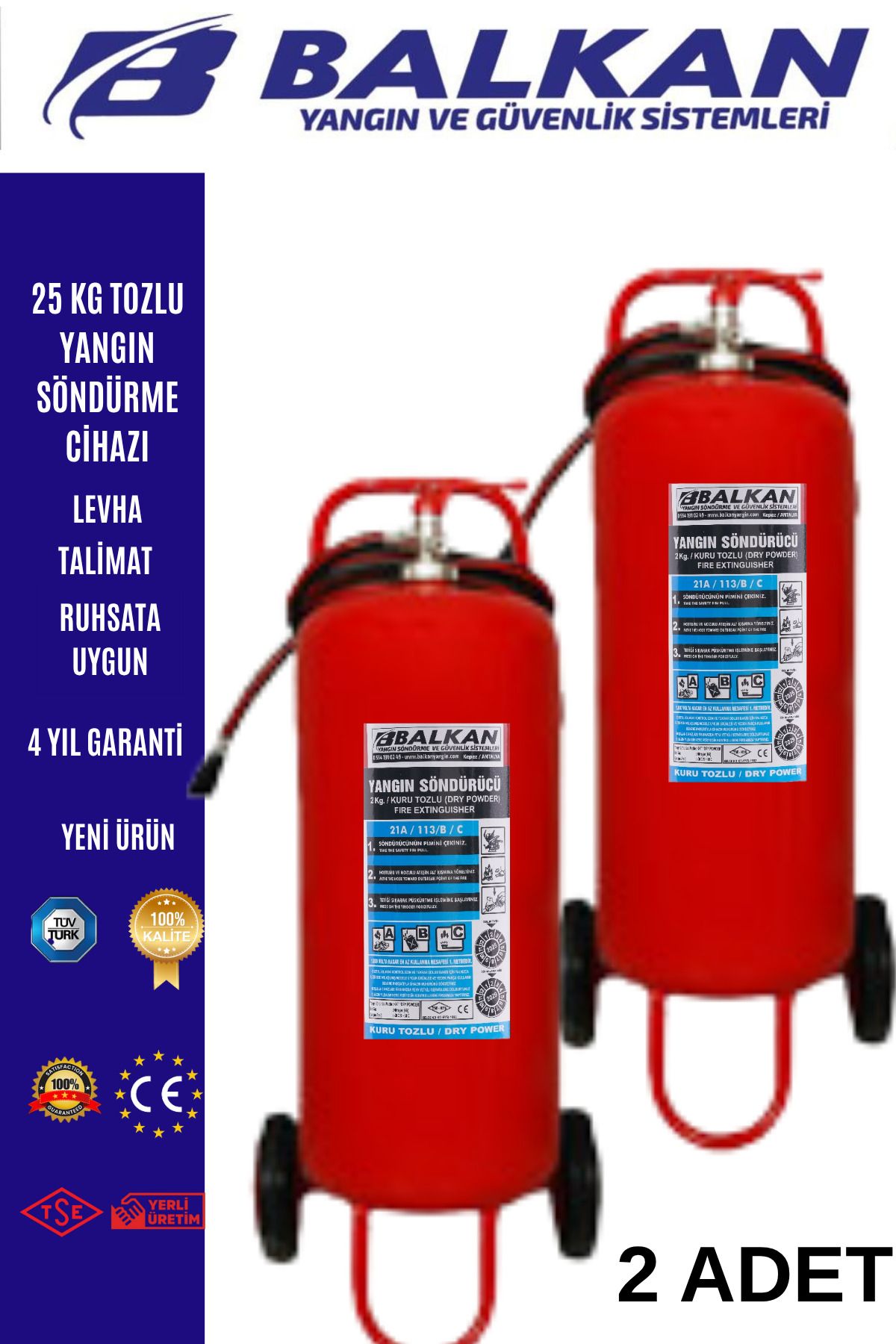 Balkan Ticaret 25 KG TOZLU YANGIN SÖNDÜRME CİHAZI RUHSATA UYGUN 2 ADET