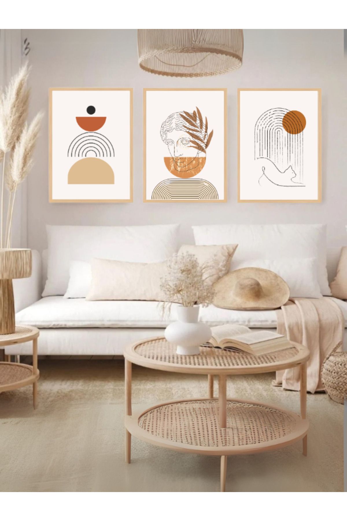 Tuba Decor 3 Parça Ahşap Çerçeve Görünümlü Mdf Tablo Seti