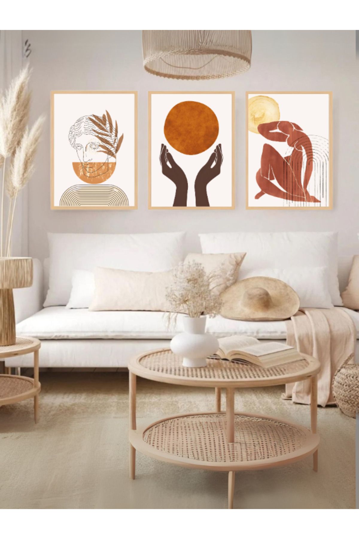 Tuba Decor 3 Parça Ahşap Çerçeve Görünümlü Mdf Tablo Seti