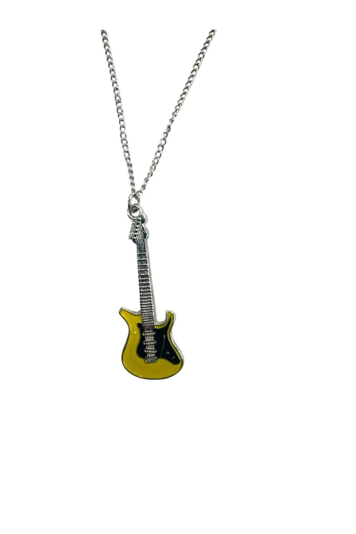 Herşey Nota Elektro Gitar Kolye – Yağ Yeşili – 60 cm Zincir –Müzik Aksesuarı