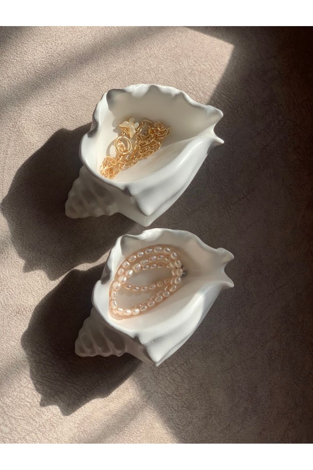 shop Mira Hediyelik Taş Tozu Deniz Kabuğu Takı/Küçük Eşya Kasesi – 2’li Set
