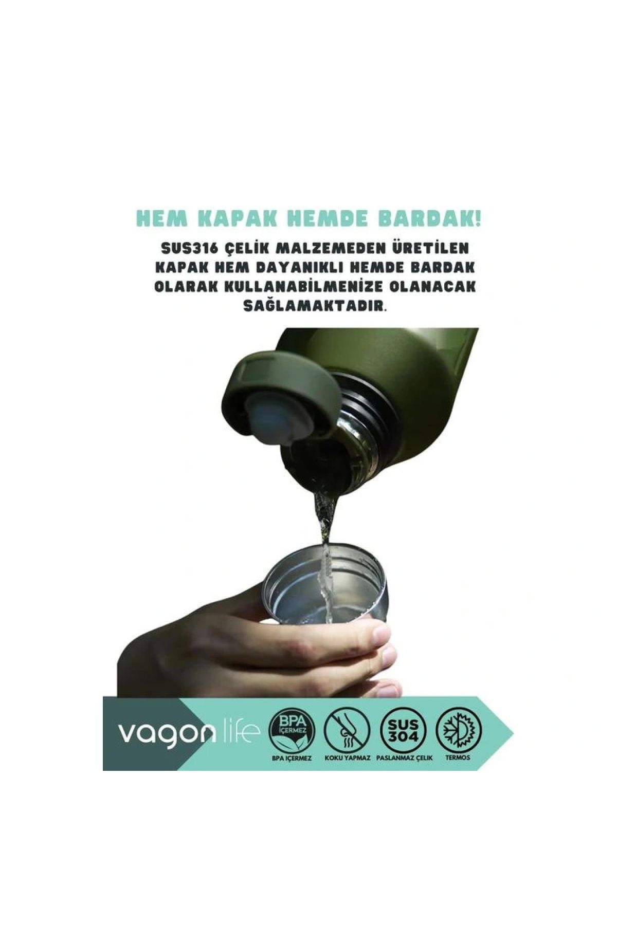 Vagonlife-Vagonli̇fe Haers Stainless Steel Thermoses with Handle Vgn1004 1200 ml Moss Green 3